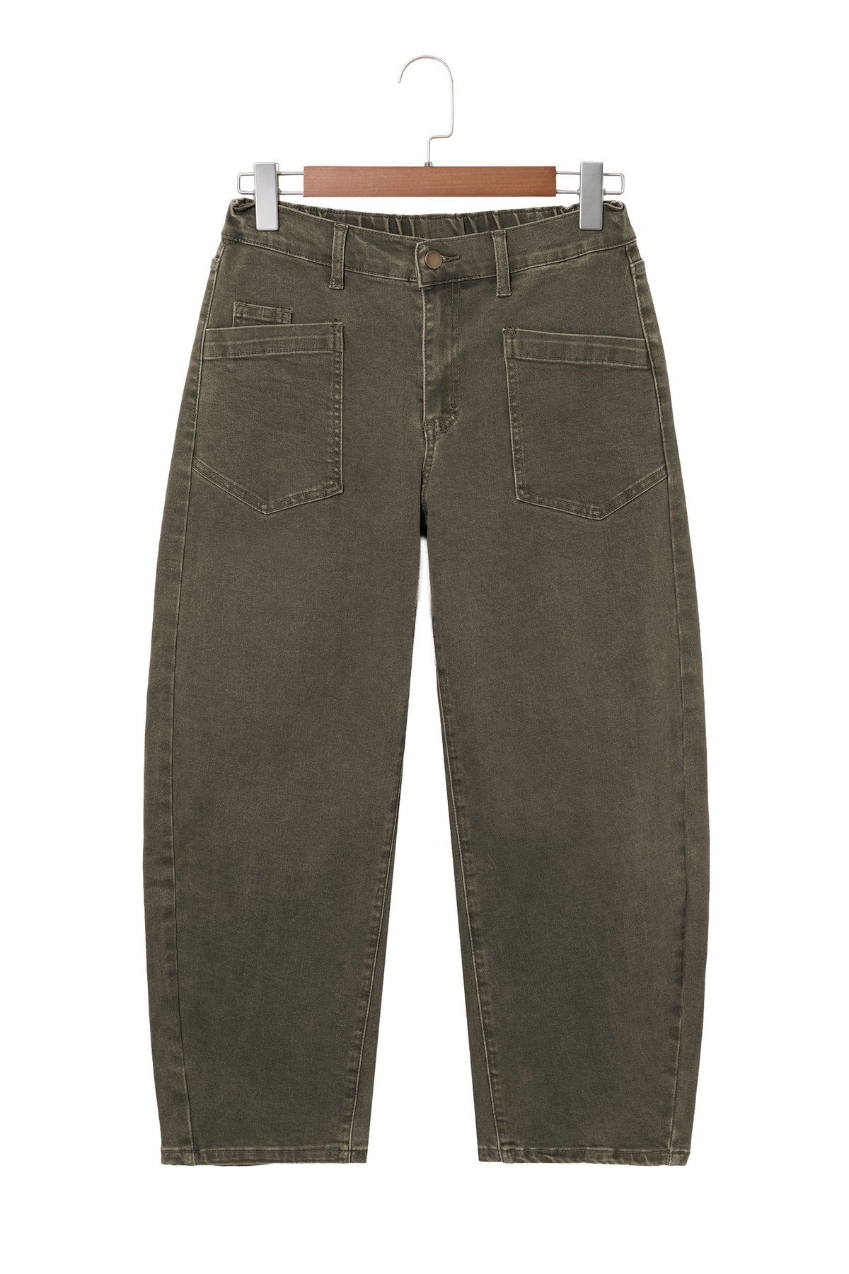 Square Patch Pocket Ankle-length Barrel Jeans