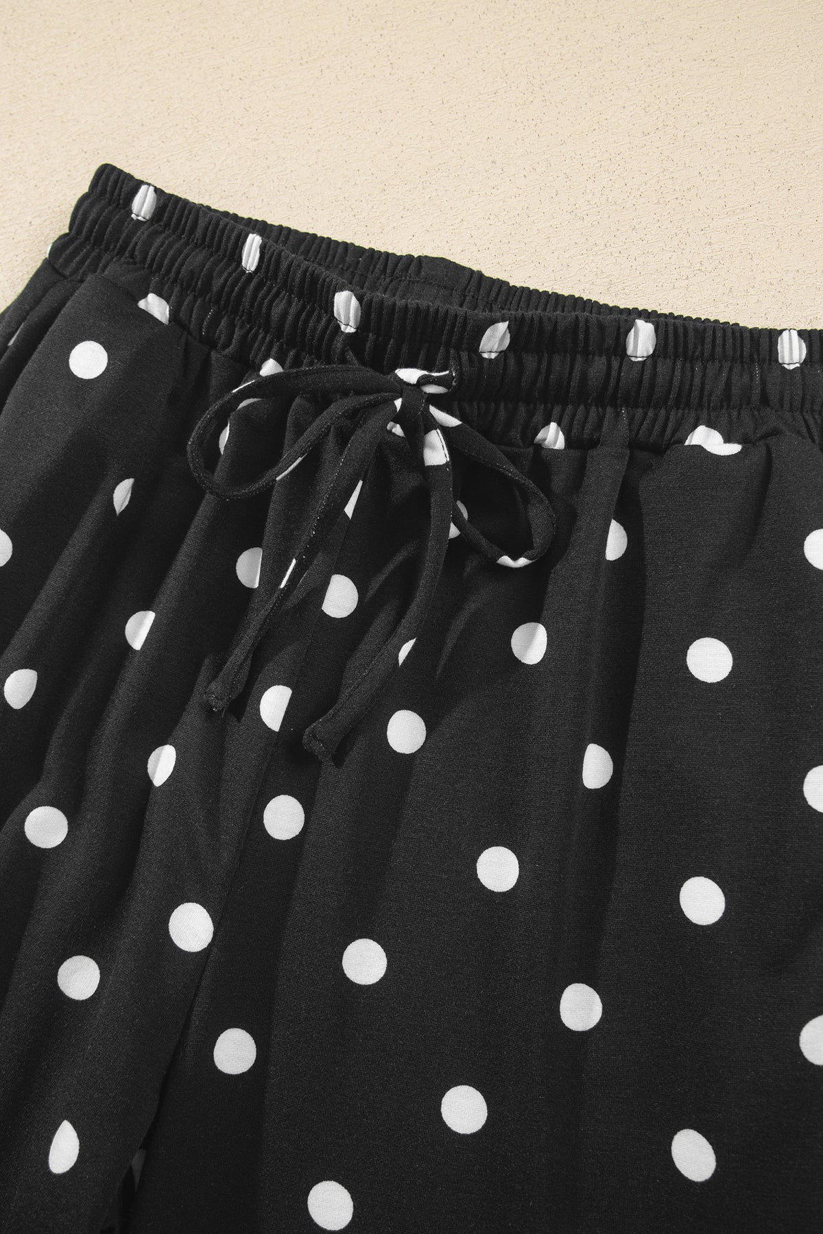 Polka Dot Half Sleeve Loose Top Elastic Waist Casual Pants Set