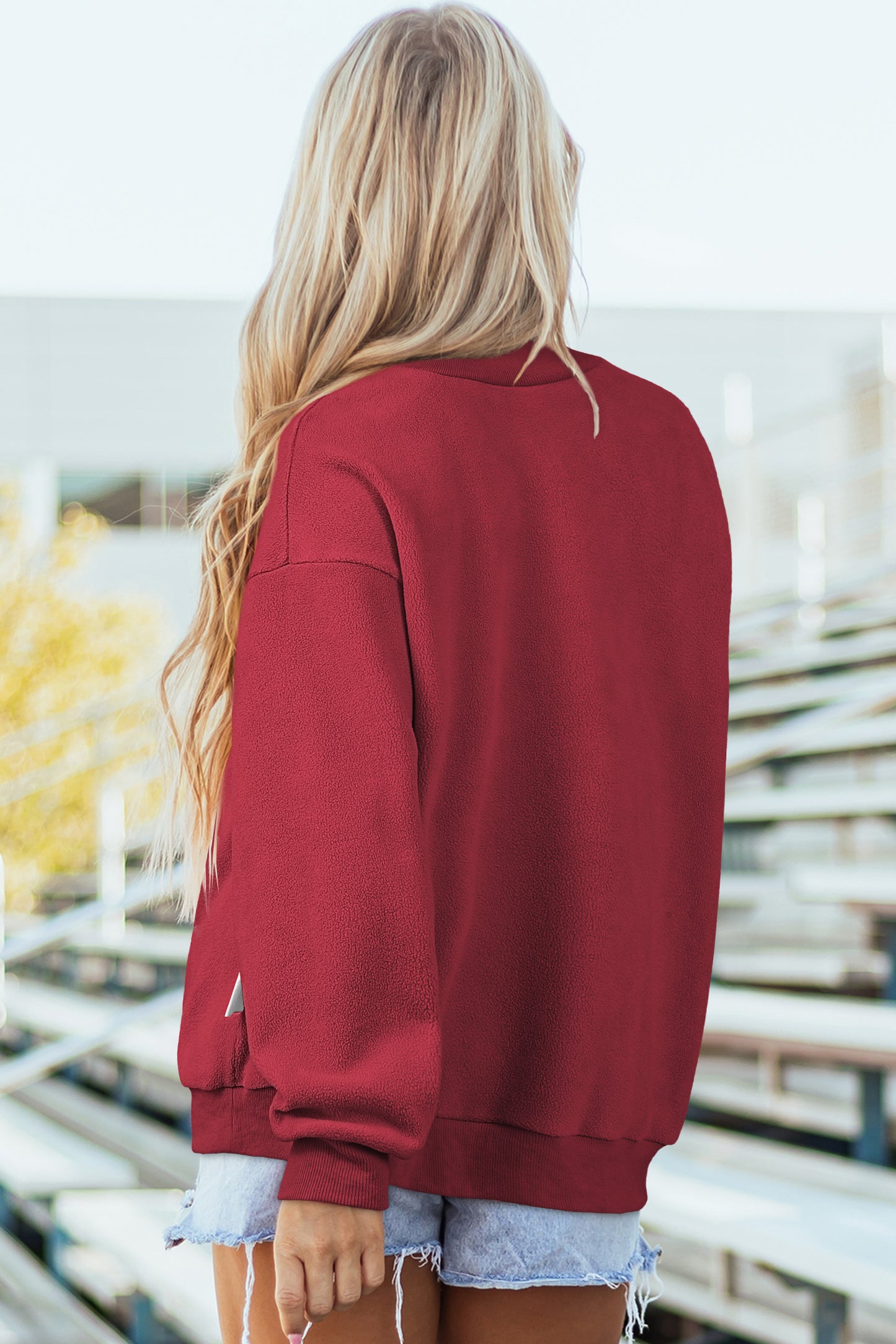 Oversize Drop Shoulder Reversible Mock Neck Sweatshirt