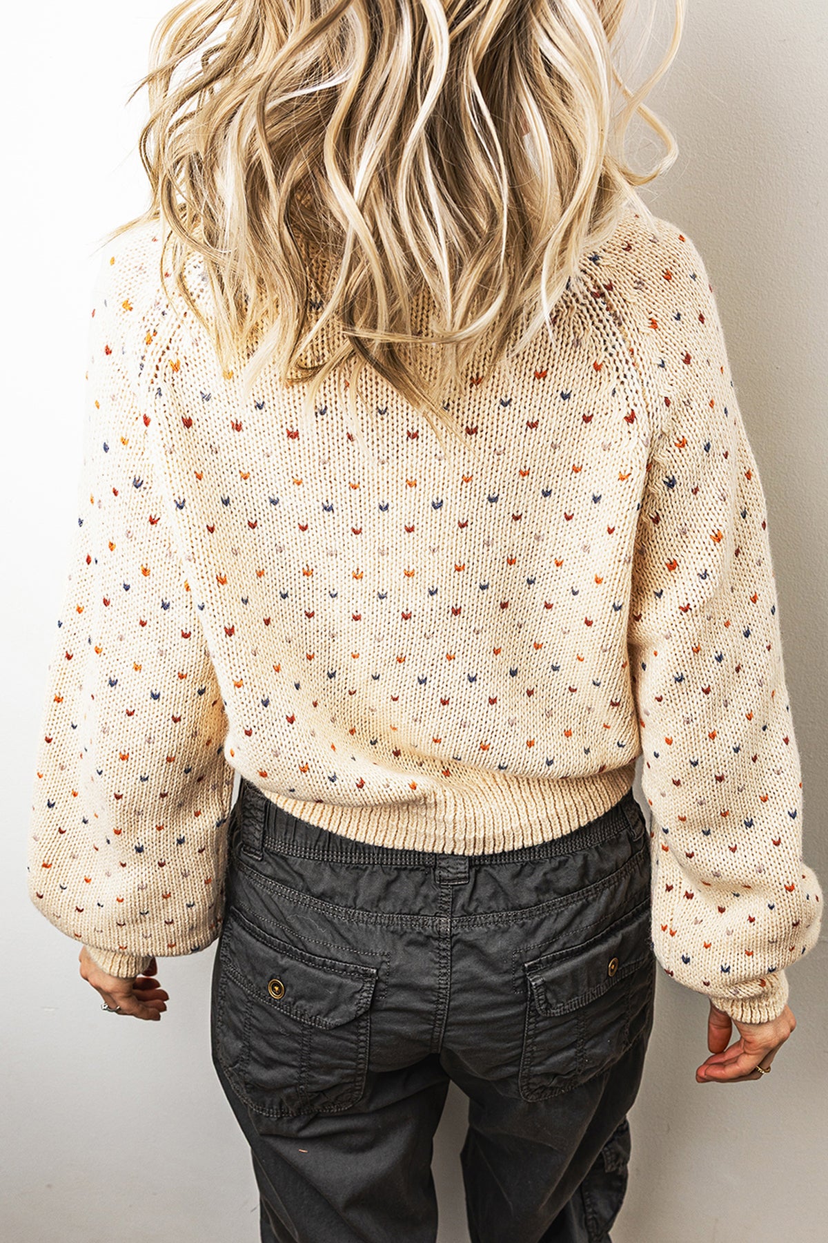 Geometric Print Button Front Long Sleeve Regular Fit Cardigan