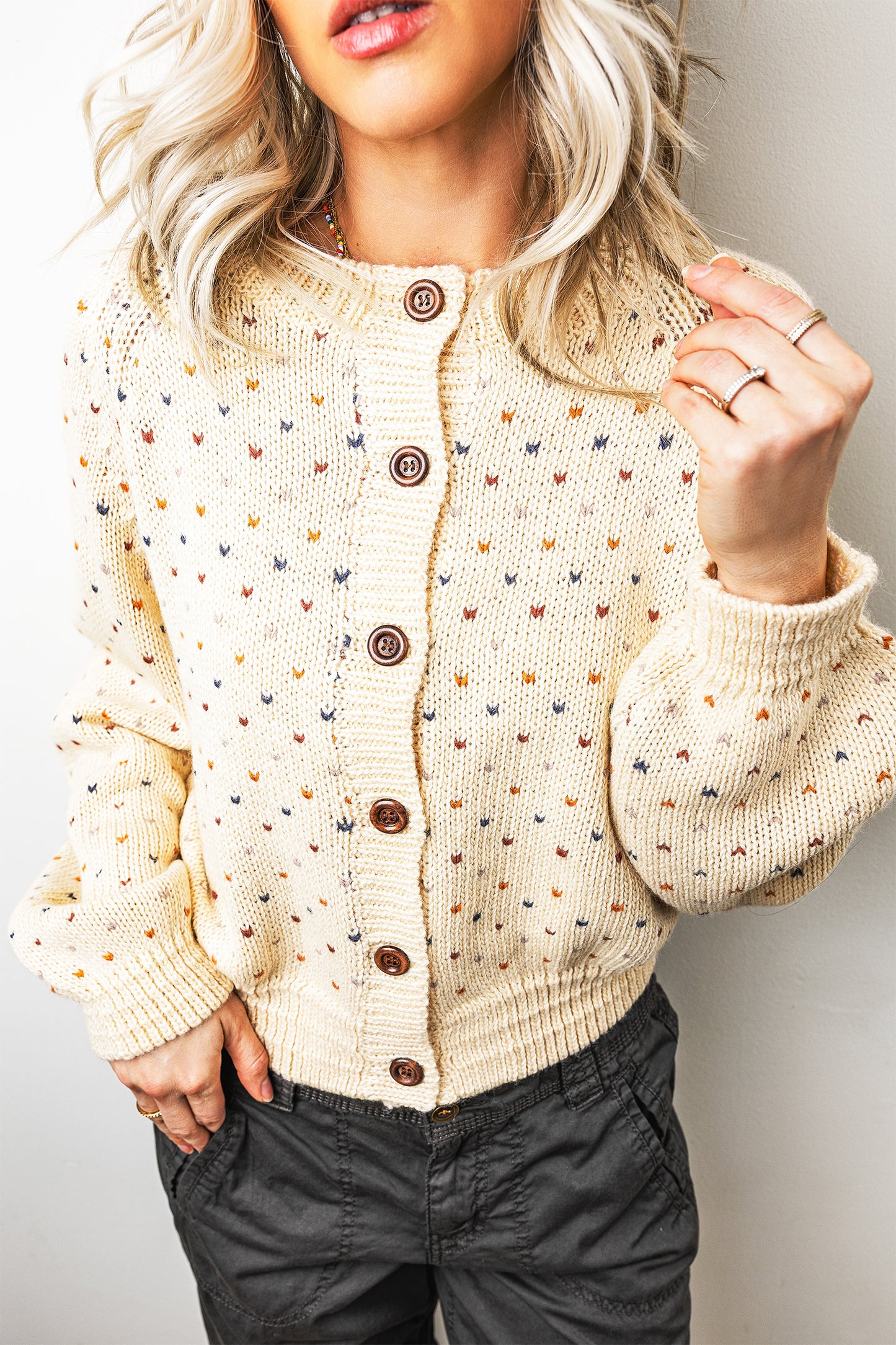 Sweetheart Button Cardigan - Cream