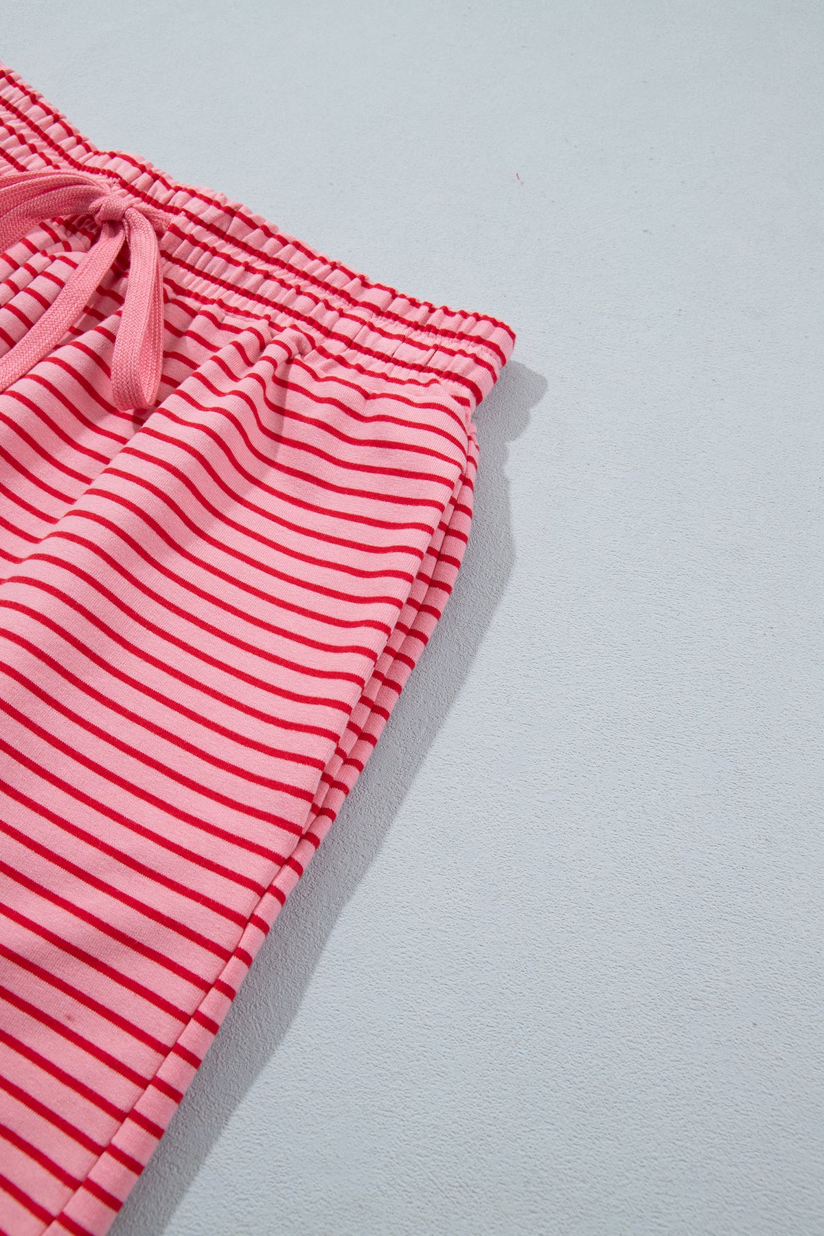 Stripe Ribbed Patchwork Mock Neck Baggy Pullover Matching Shorts Set