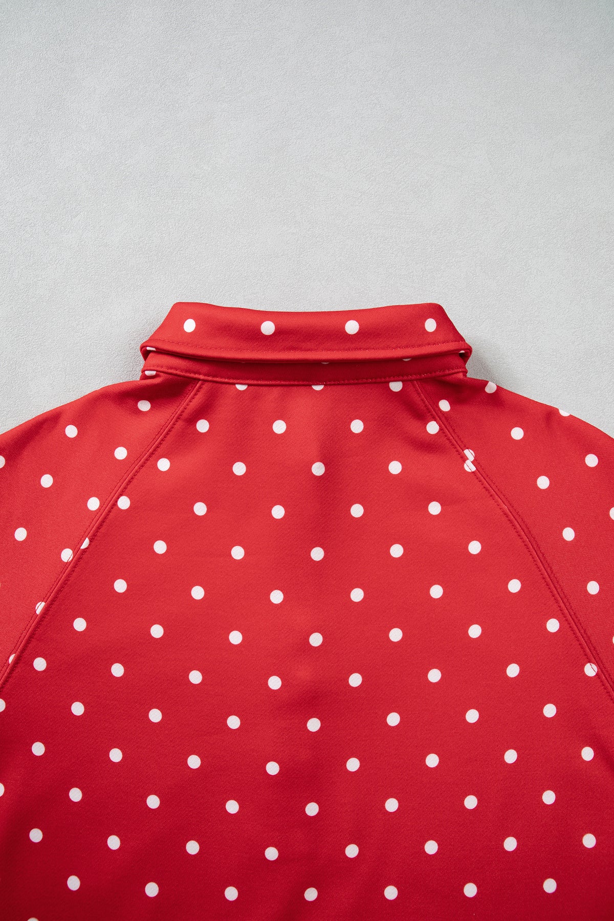 Polka Dot Print Metal Button Collar Casual Pullover Sweatshirt