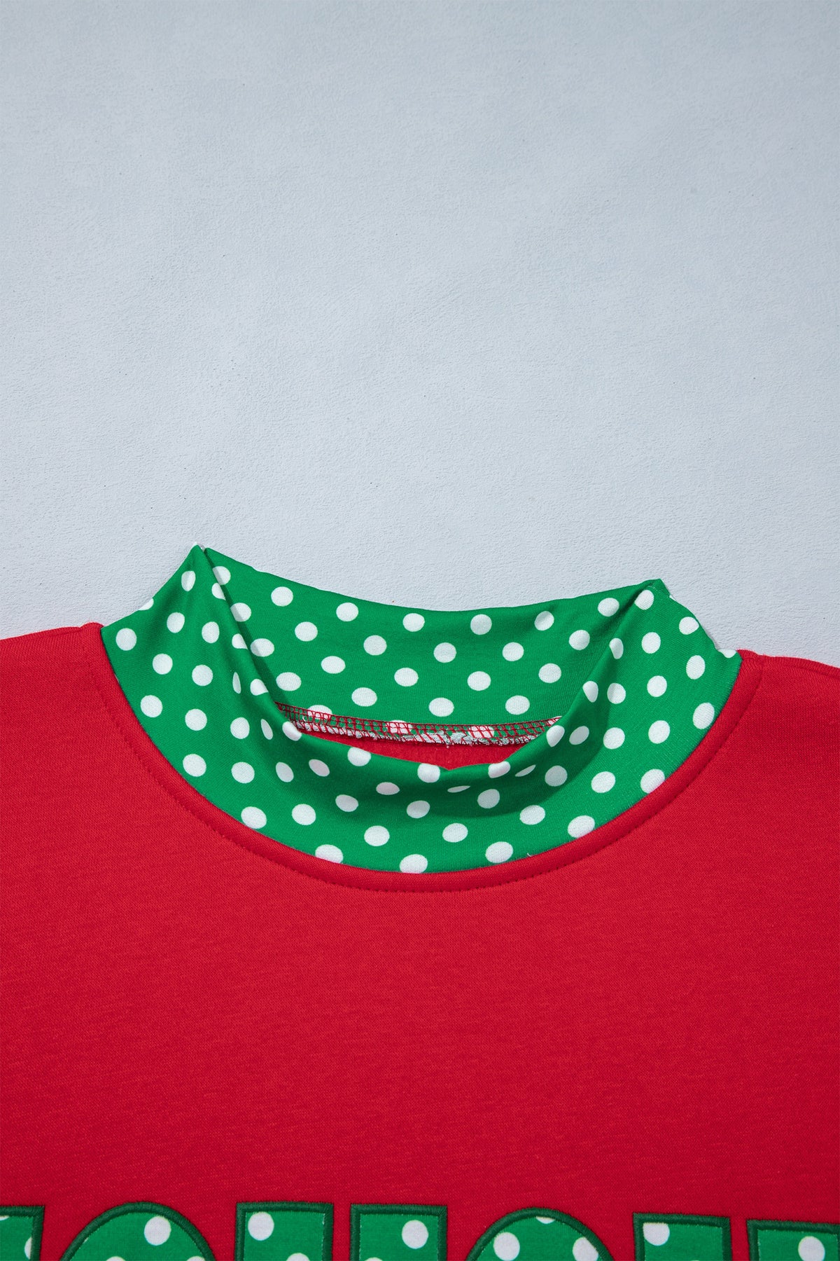 Polka Dot Letter Print Contrast Trim Mock Neck Sweatshirt