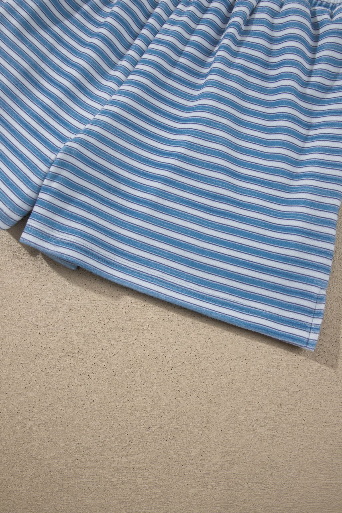 Stripe Long Sleeve Oversized Top Pocketed Casual Shorts Two Piece Set