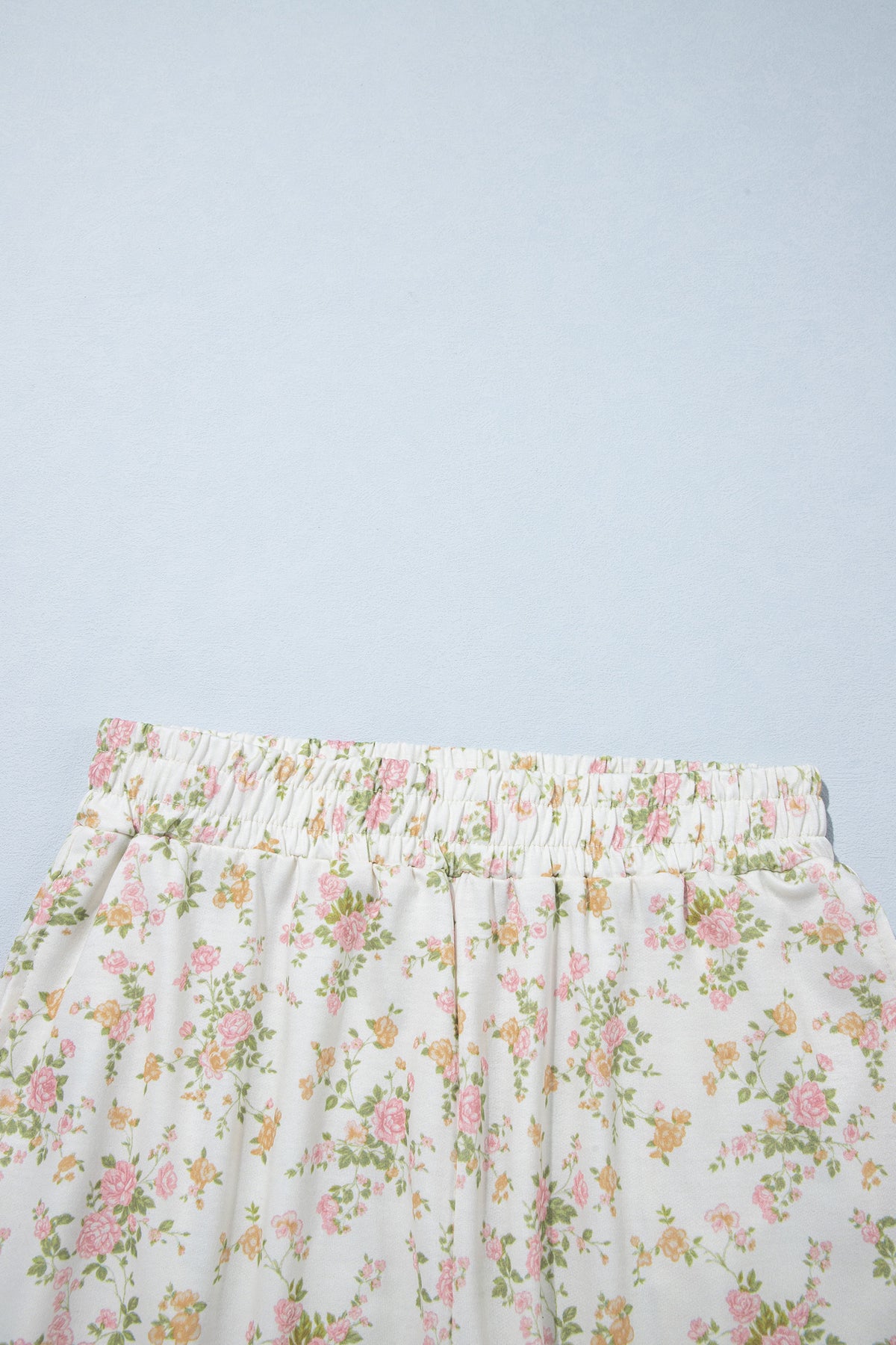 Floral Print Long Sleeve Shift Top Pocketed Shorts 2pcs Set