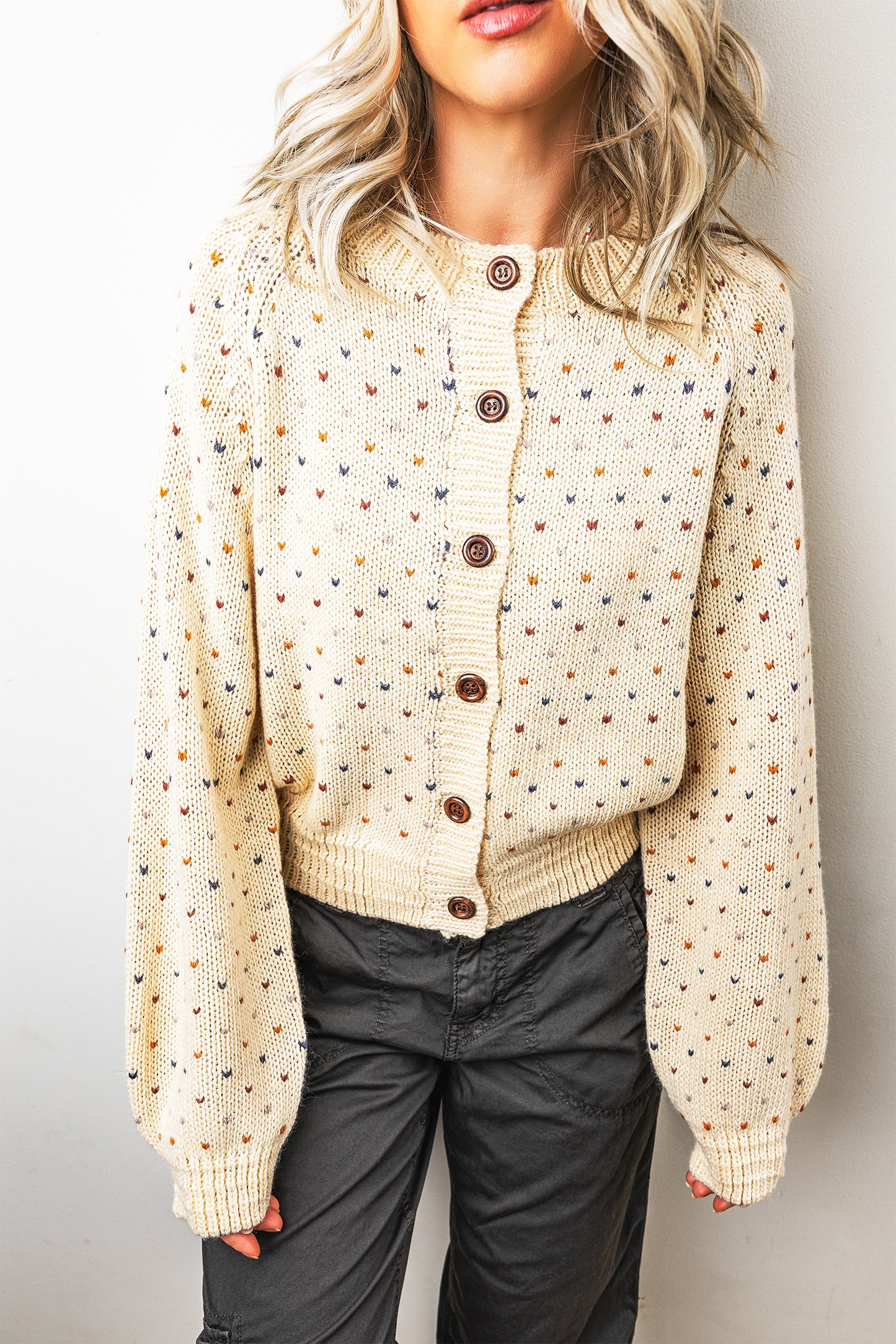 Sweetheart Button Cardigan - Cream