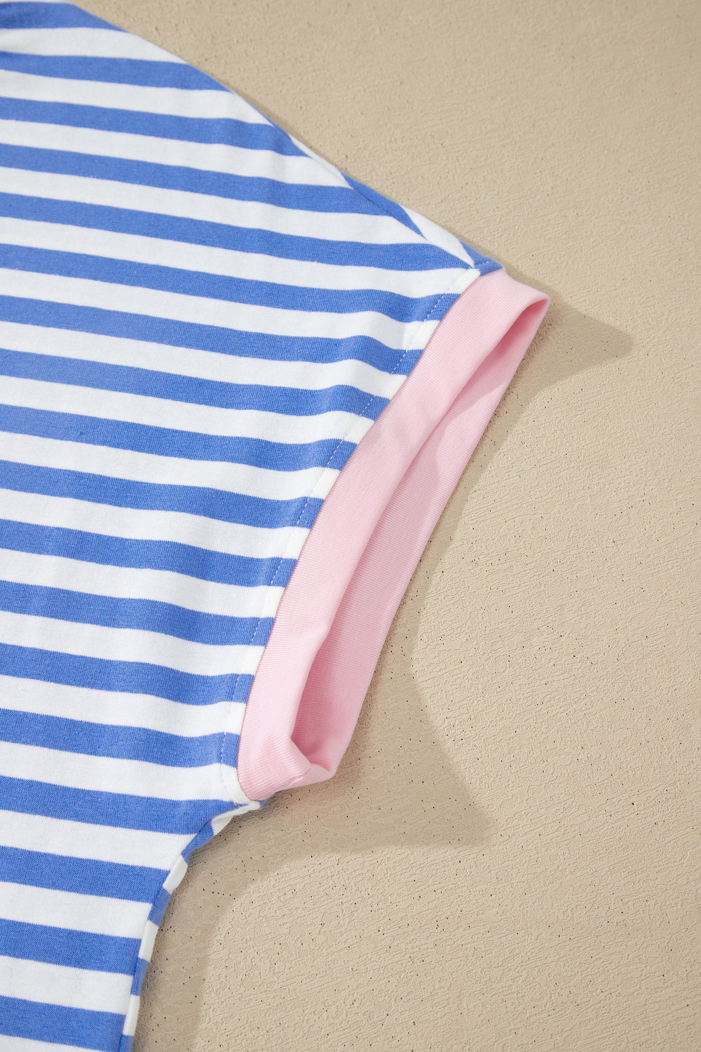 Contrast Trim Crew Neck Tee Knot Shorts 2pcs Set
