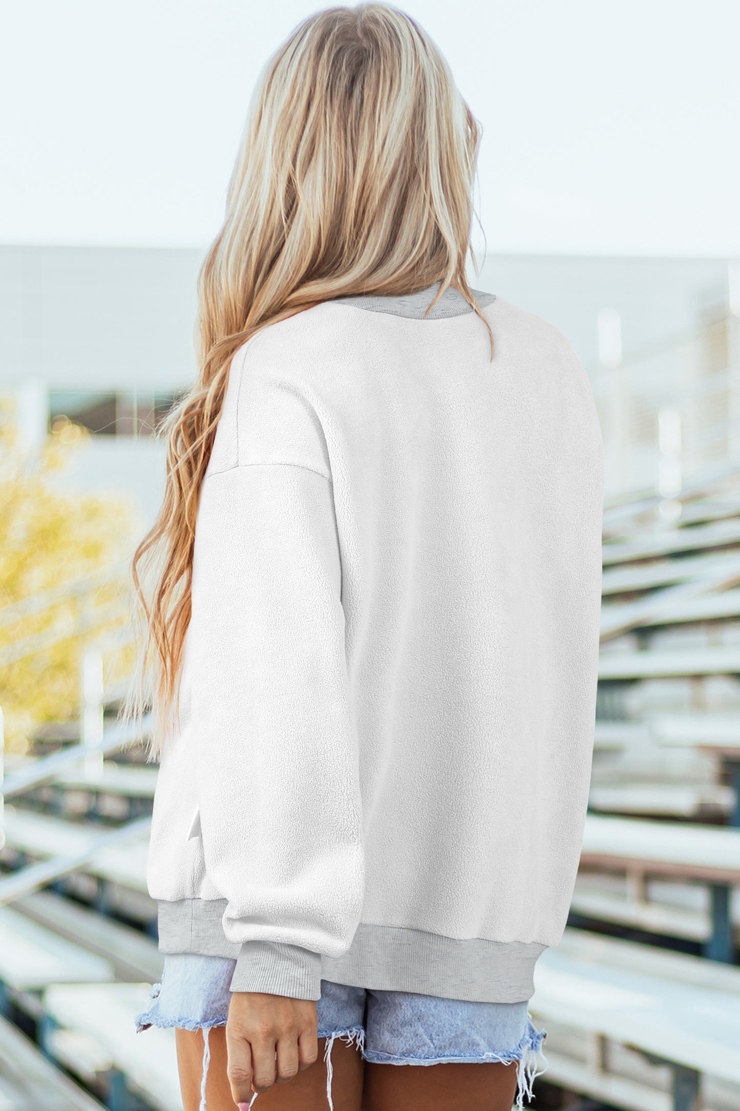 Oversize Drop Shoulder Reversible Mock Neck Sweatshirt