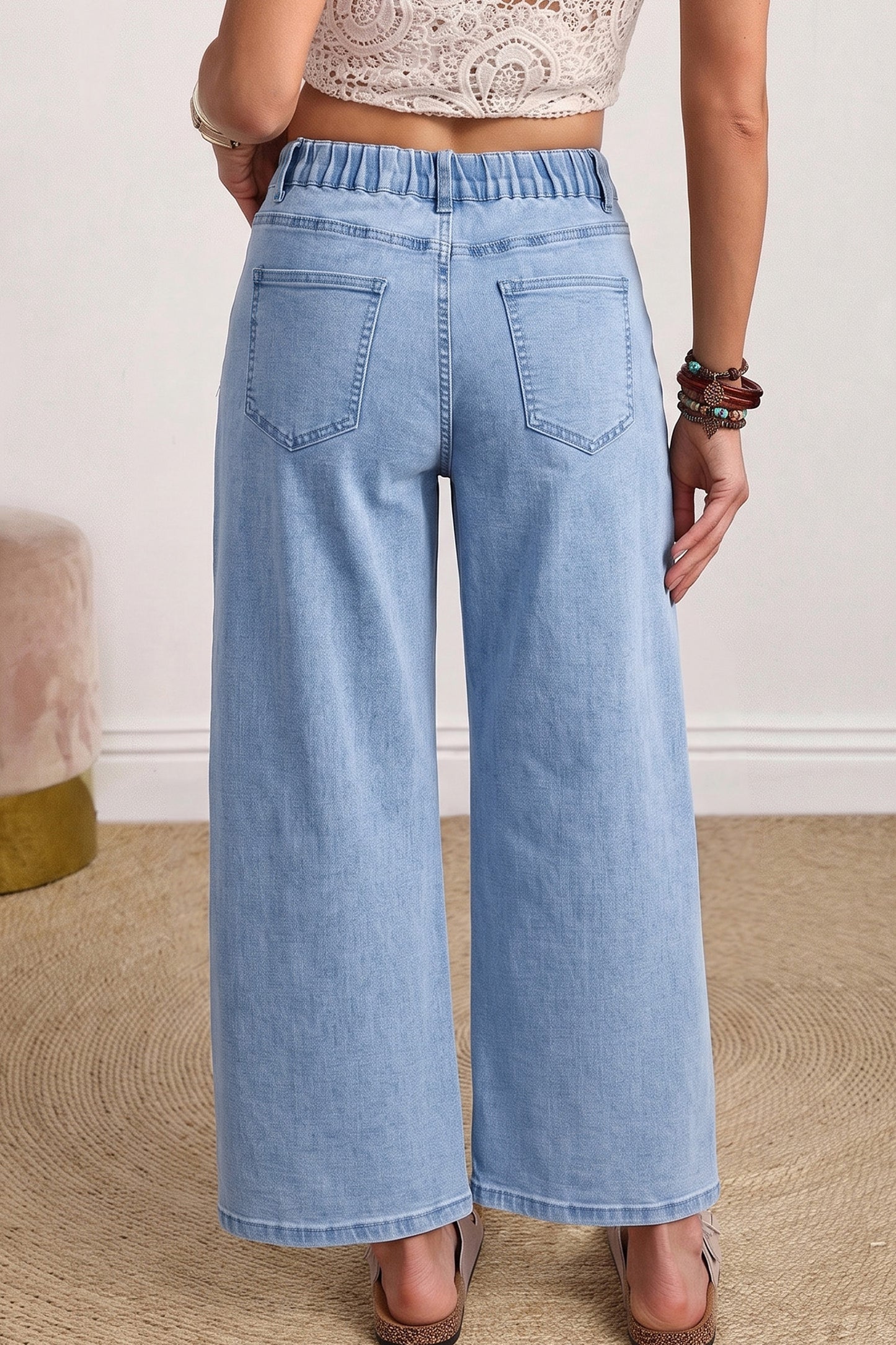 Square Patch Pocket Ankle-length Barrel Jeans