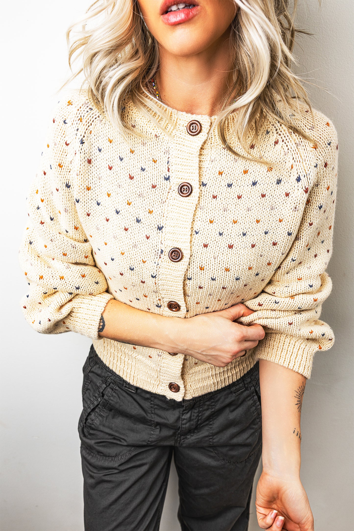 Sweetheart Button Cardigan - Cream