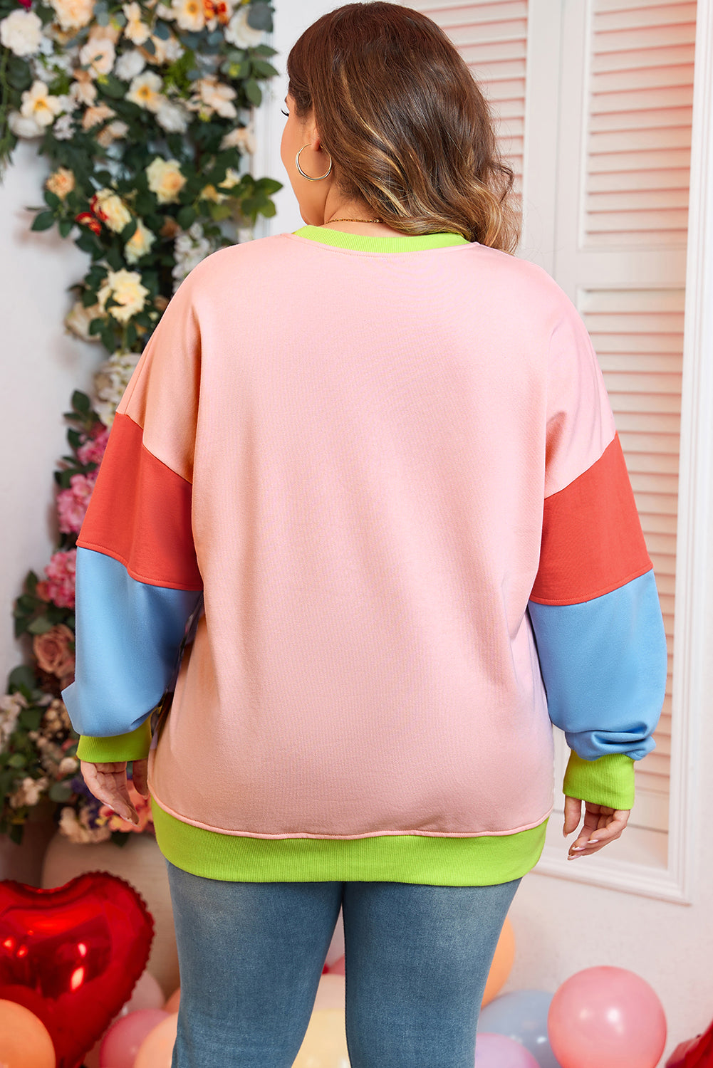 Colorblock Patchwork Crew Neck Sweatshirt