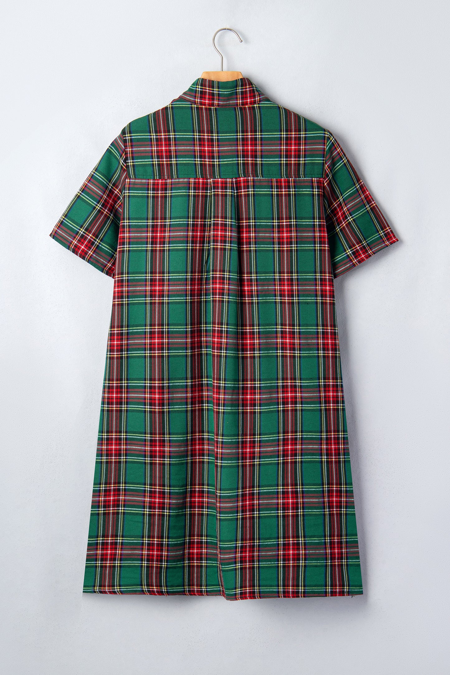 Plaid Button Front Short Sleeve Shift Dress