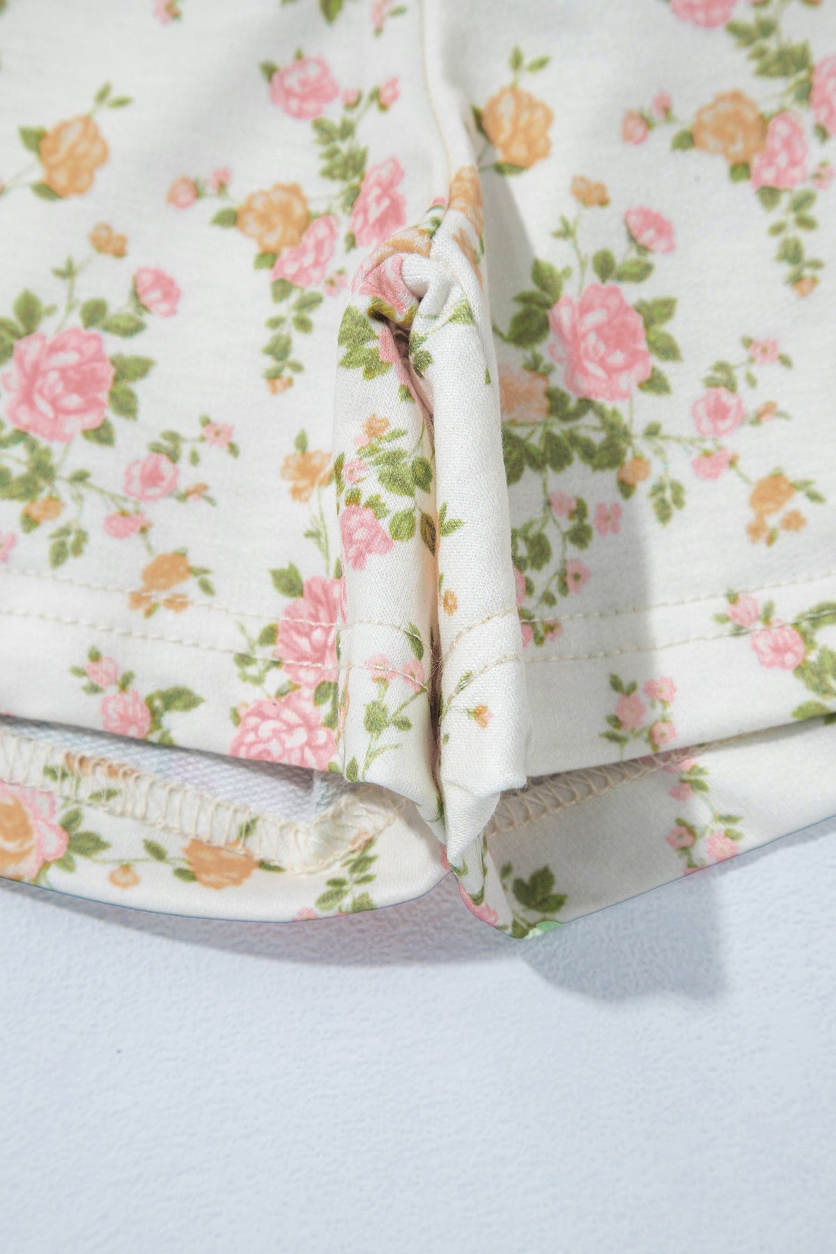 Floral Print Long Sleeve Shift Top Pocketed Shorts 2pcs Set