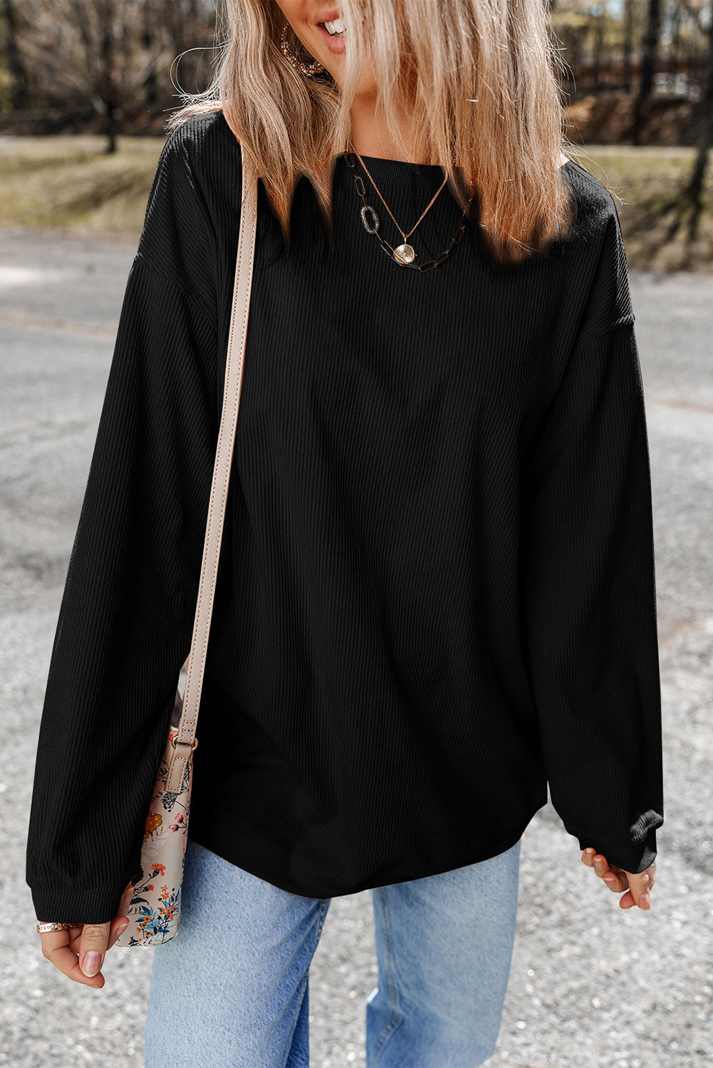 Ribbed Corduroy Oversized Sweatshirt