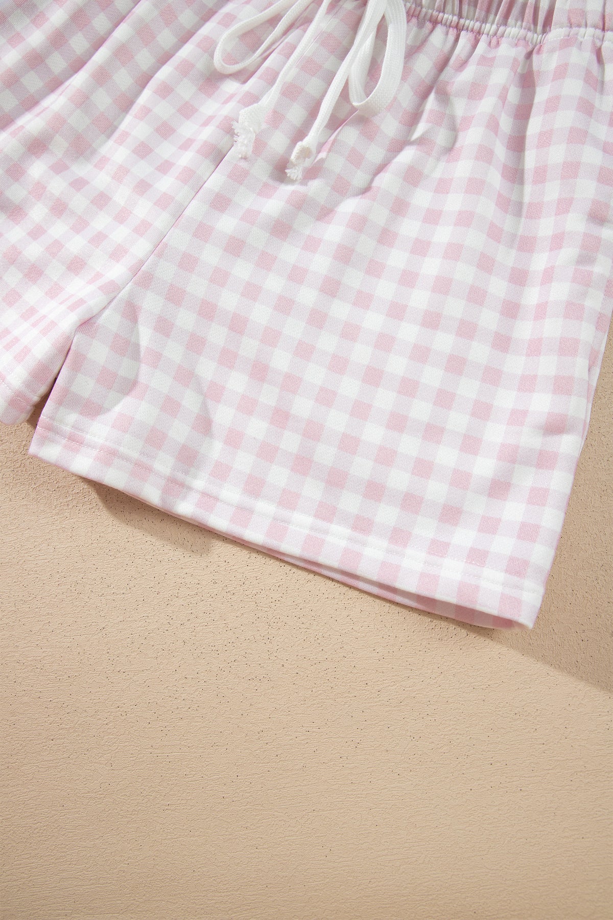 Plaid Baggy Pullover Drawstring Casual Shorts 2pcs Outfit