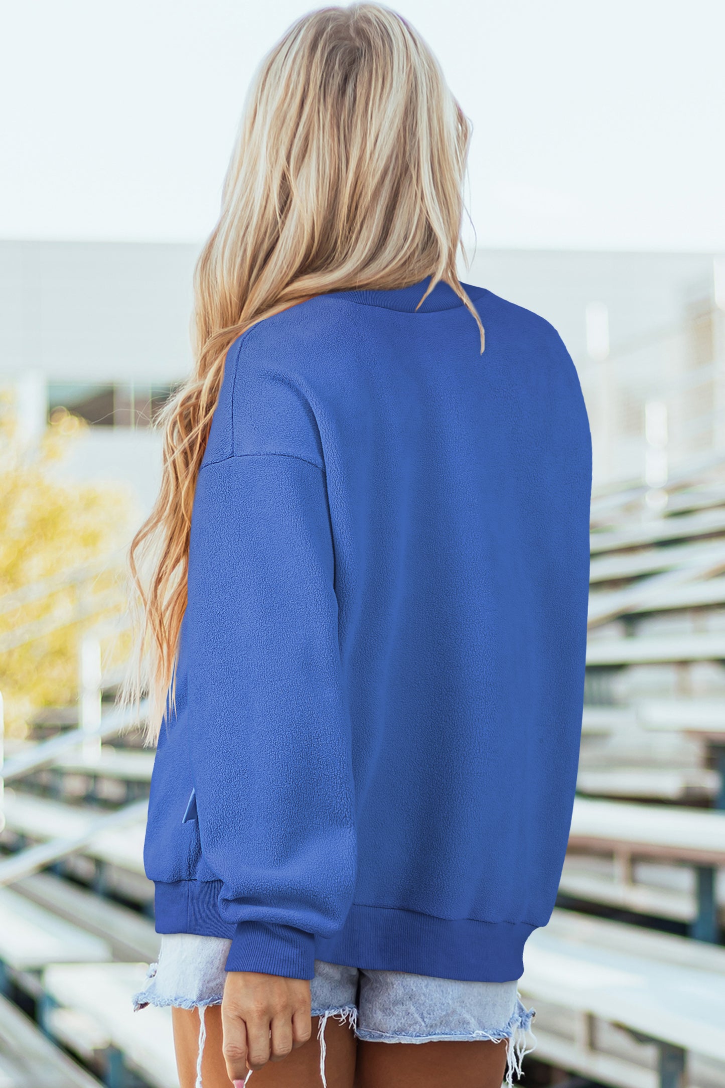 Oversize Drop Shoulder Reversible Mock Neck Sweatshirt