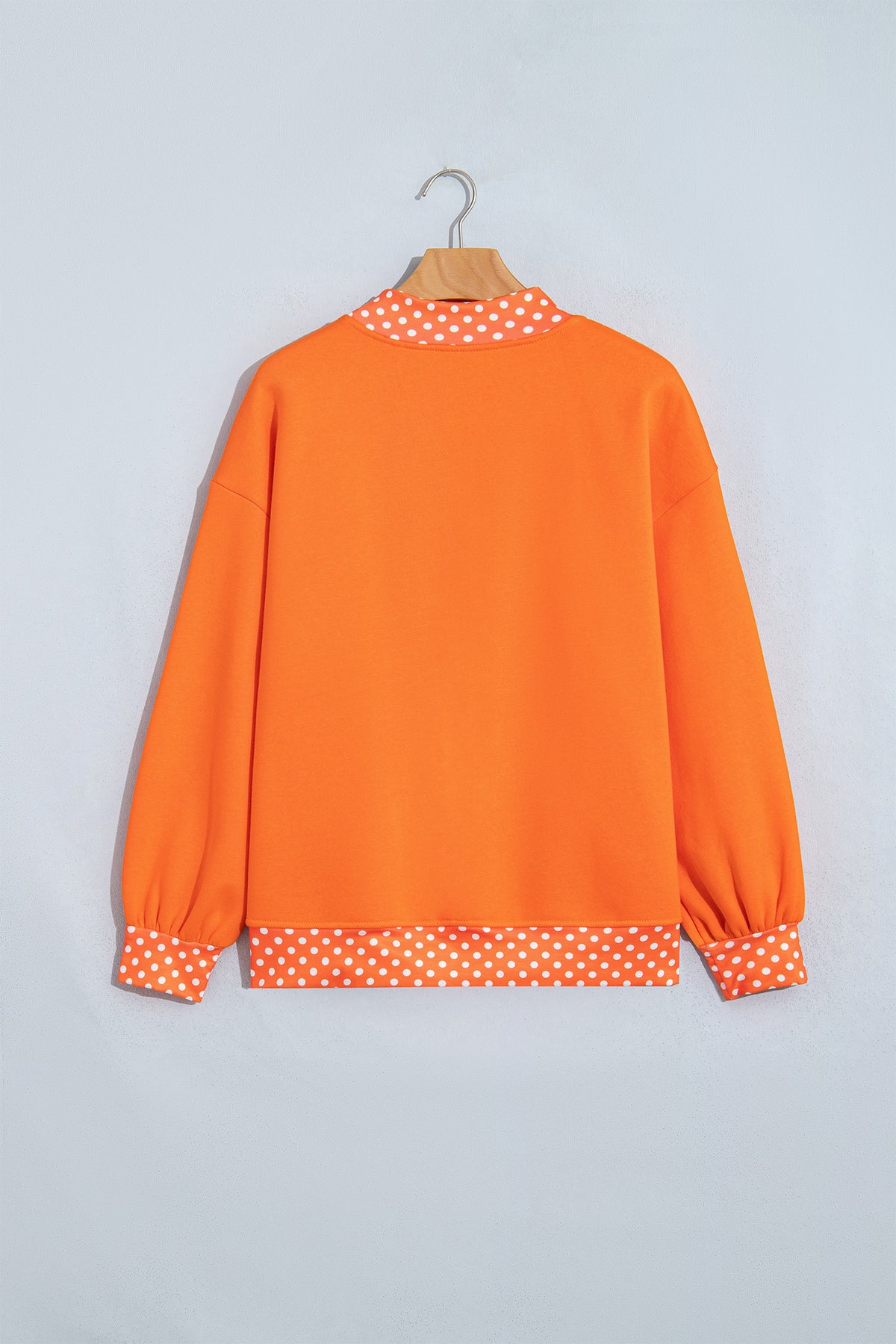 Polka Dot Letter Print Contrast Trim Mock Neck Sweatshirt
