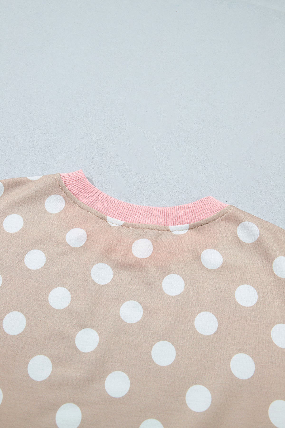 Polka Dot Contrast Trim Long Sleeve Top Drawstring Shift Pants Set