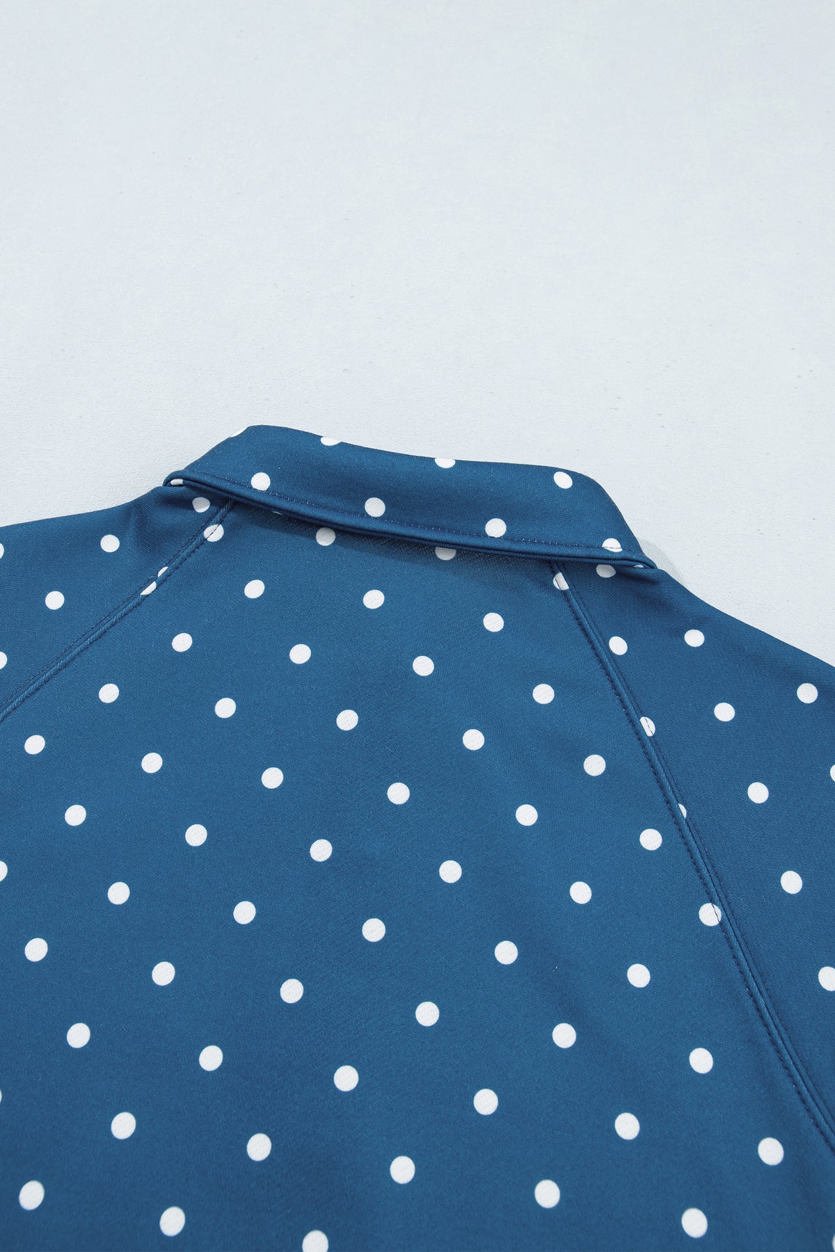 Polka Dot Print Metal Button Collar Casual Pullover Sweatshirt