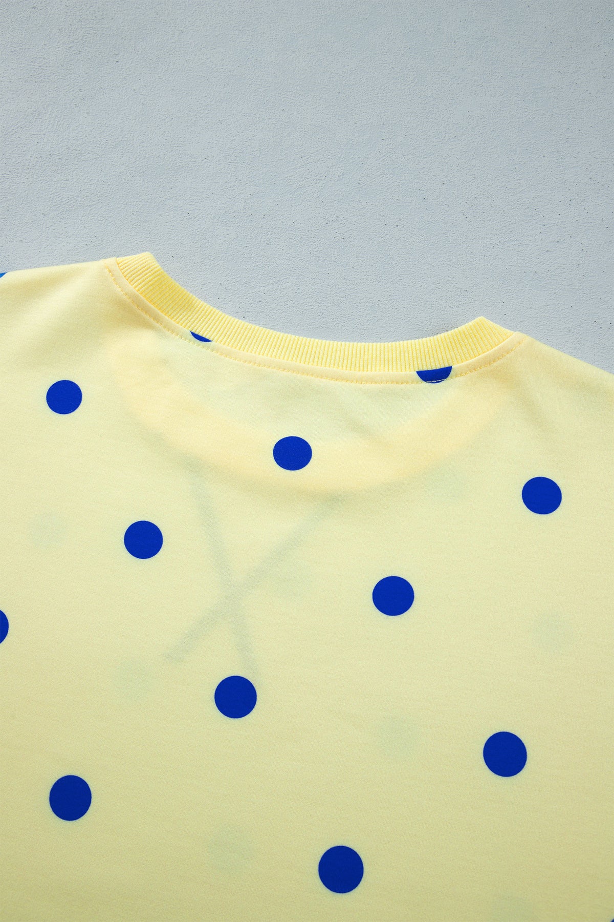 Polka Dot Loose Long Sleeve Split Hem Pullover Top