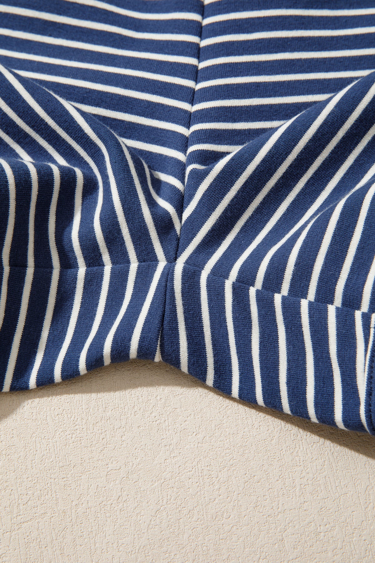 Stripe Ribbed Patchwork Mock Neck Baggy Pullover Matching Shorts Set