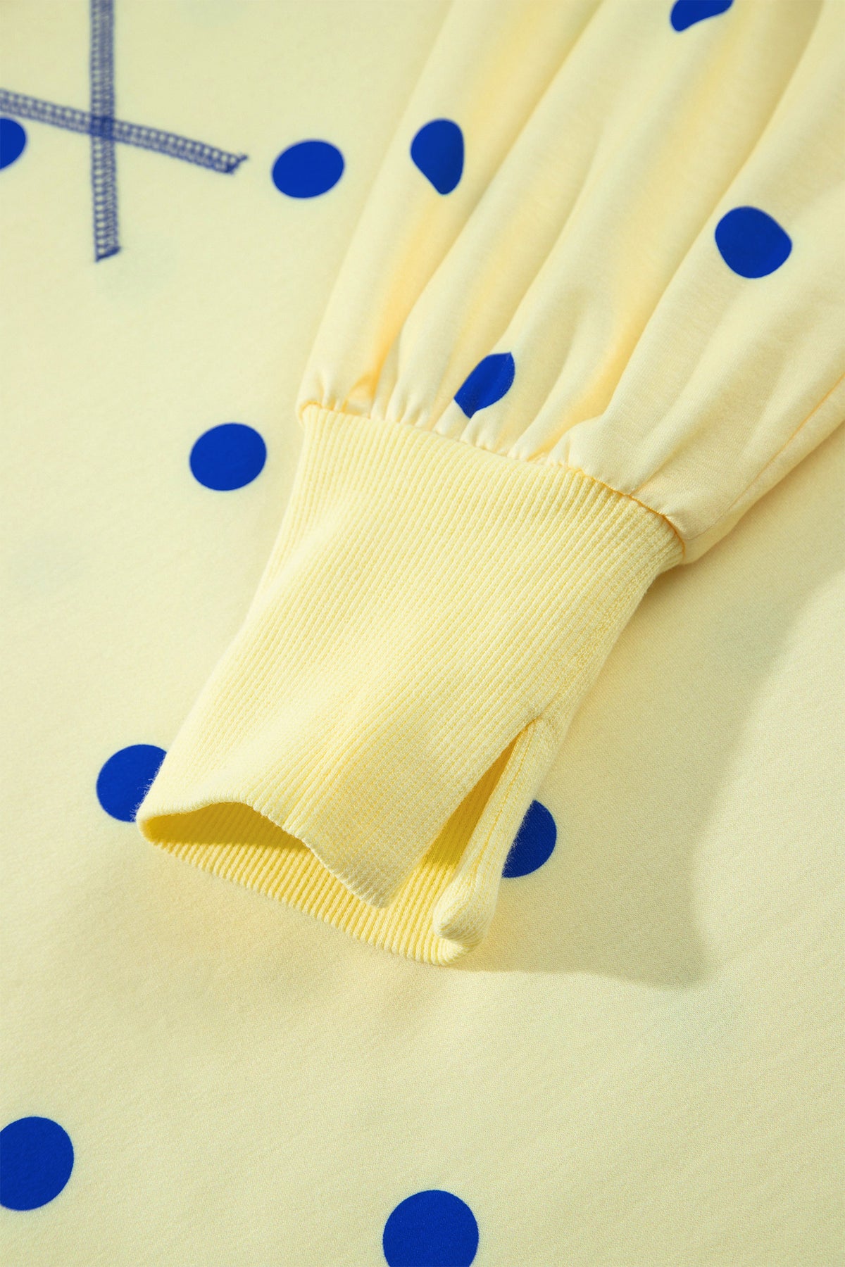 Polka Dot Loose Long Sleeve Split Hem Pullover Top
