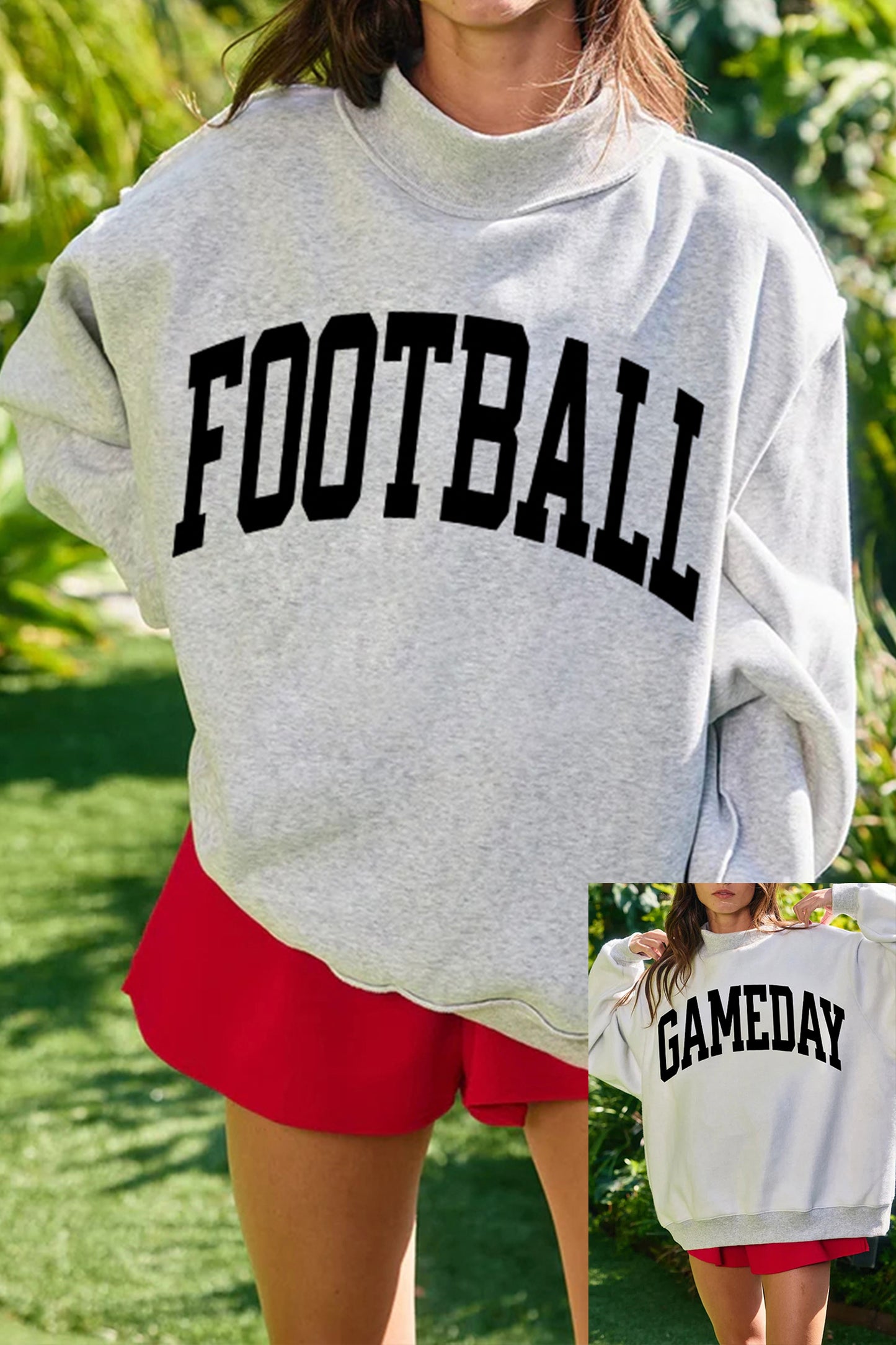 FOOTBALL GAMEDAY Double Side Printed High Neck Reversible Sweatshirt