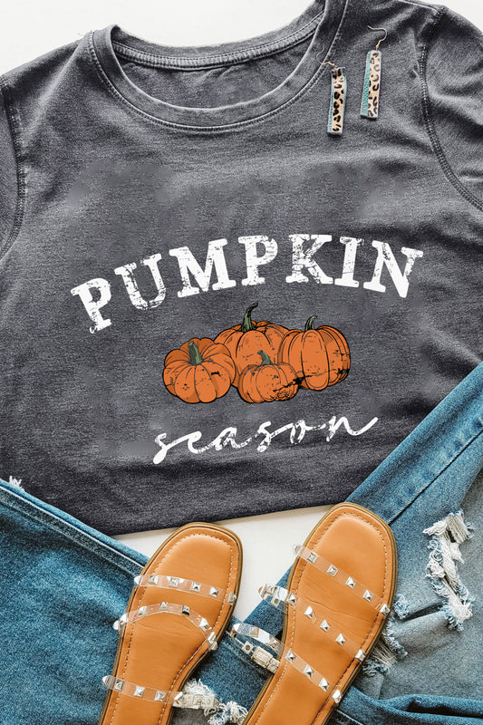 Pumpkin Season Graphic Round Neck Short Sleeve T-Shirt