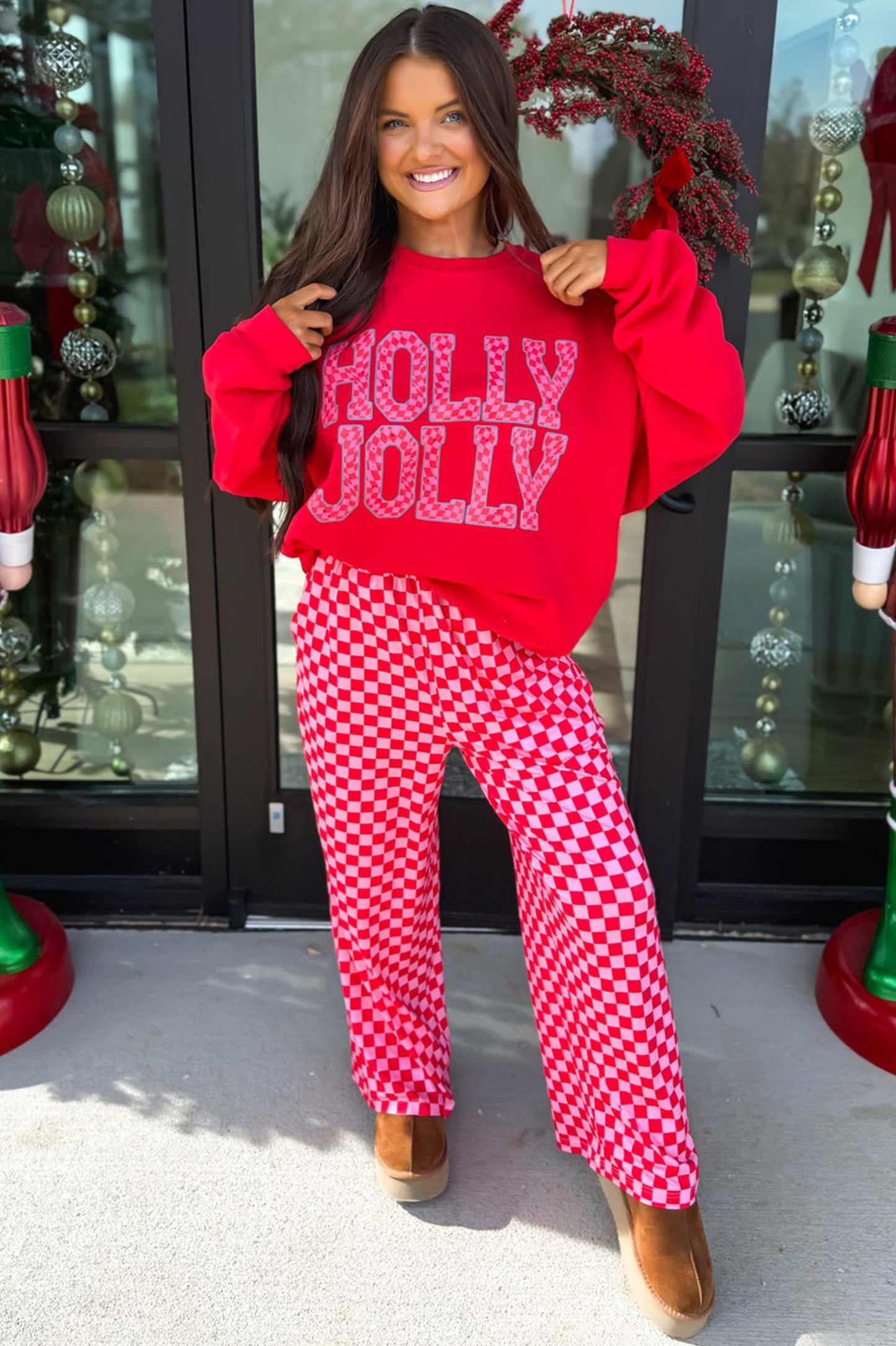 Plaid Contrast Two-piece Pant Set