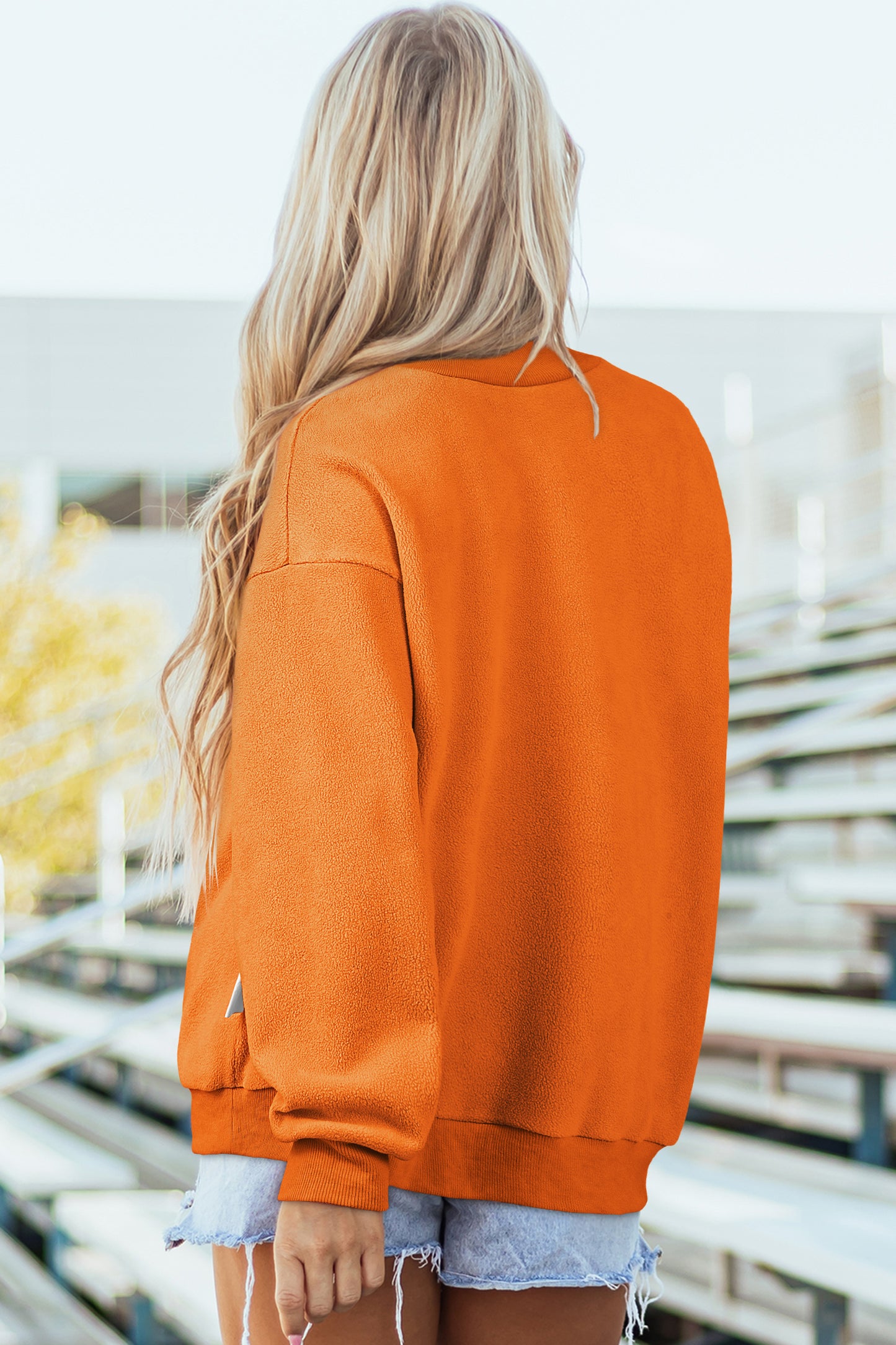 Oversize Drop Shoulder Reversible Mock Neck Sweatshirt