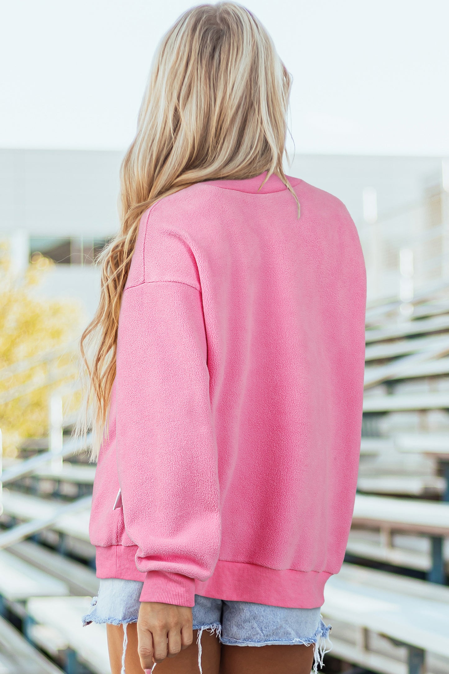Oversize Drop Shoulder Reversible Mock Neck Sweatshirt