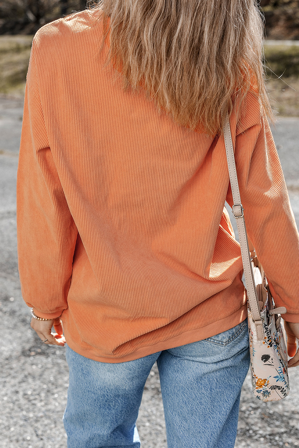 Thankful Ribbed Crew Neck Thanksgiving Sweatshirt