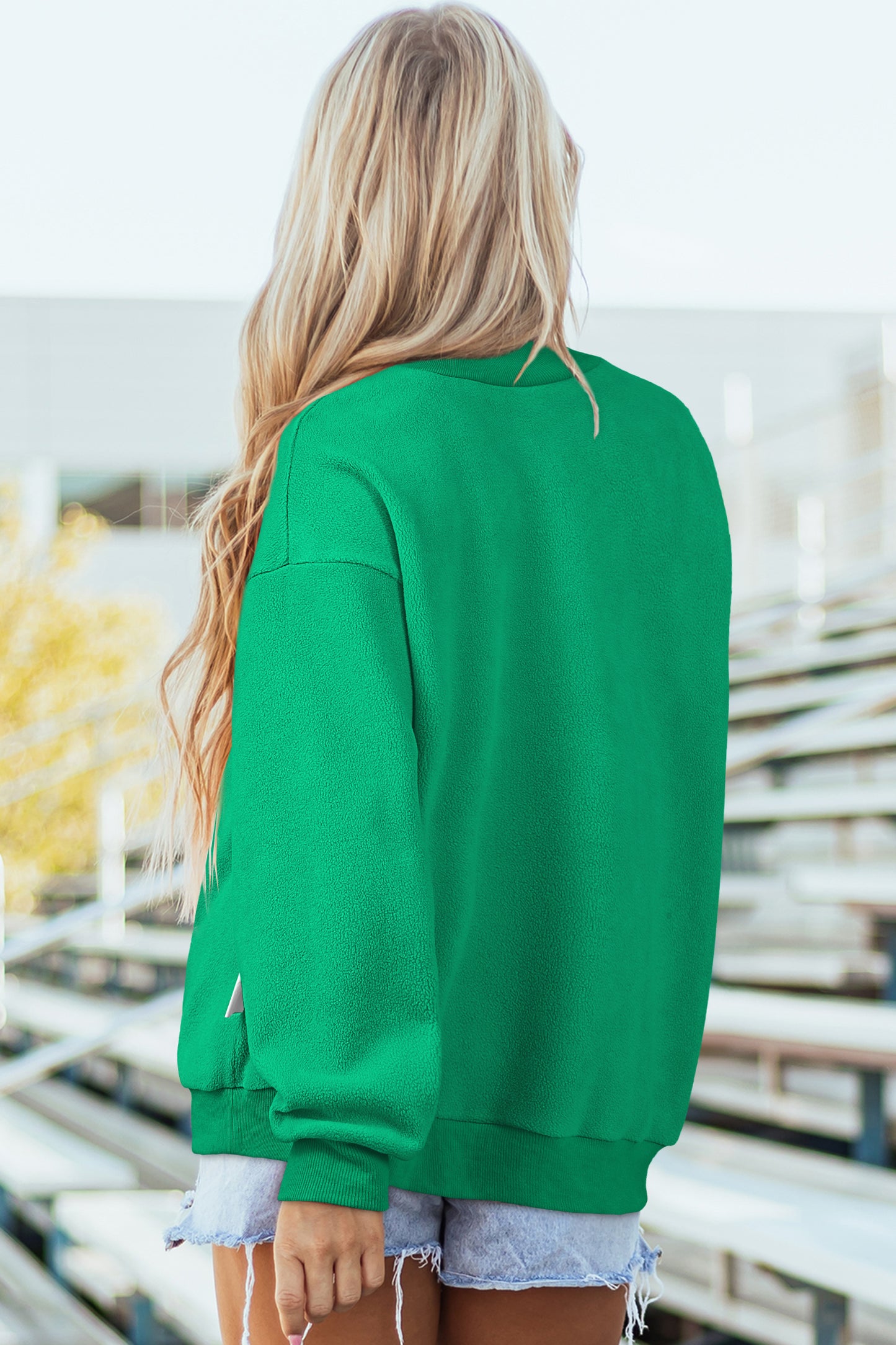 Oversize Drop Shoulder Reversible Mock Neck Sweatshirt
