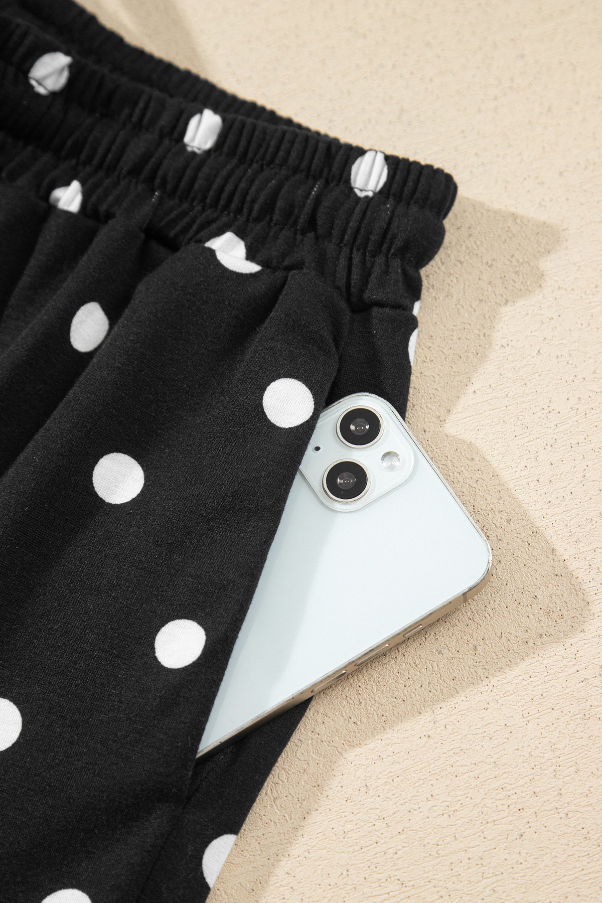Polka Dot Half Sleeve Loose Top Elastic Waist Casual Pants Set