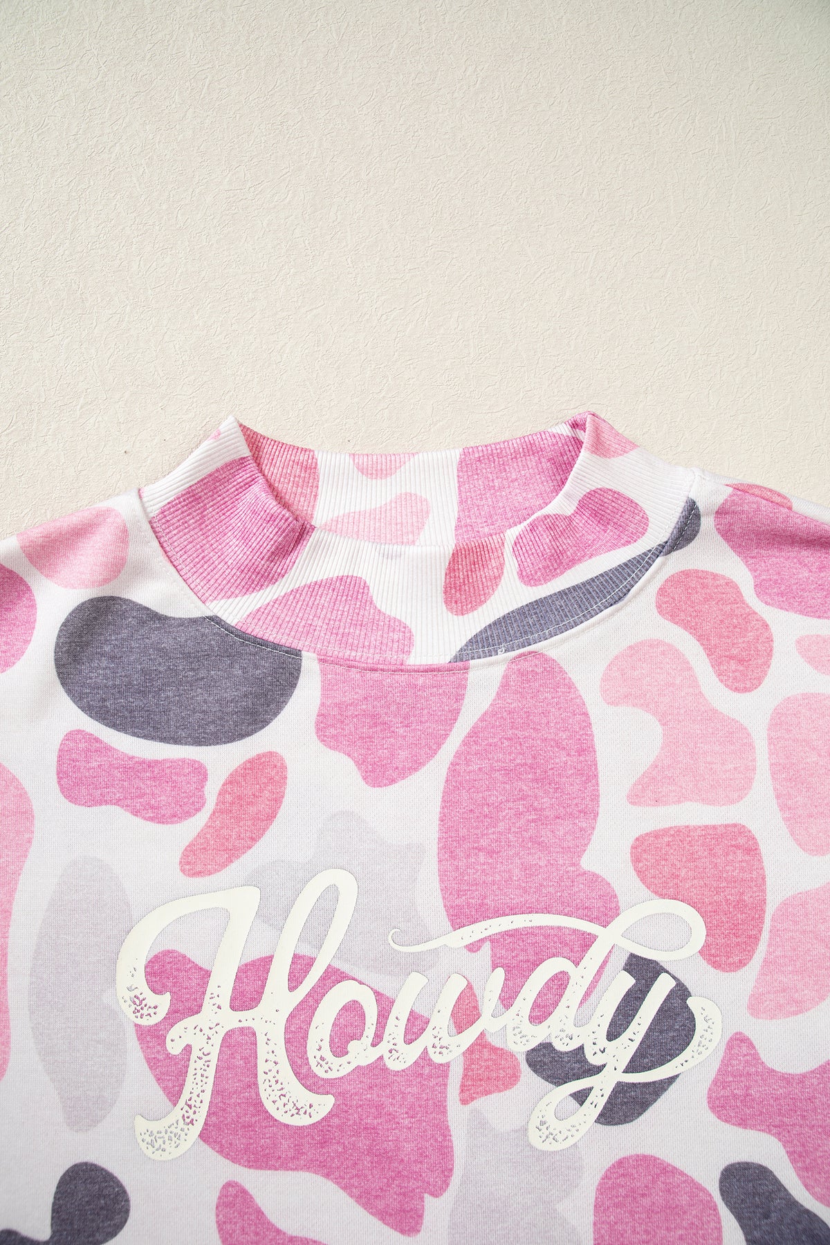 Camo Print Howdy Western Style Baggy Pullover Sweatshirt