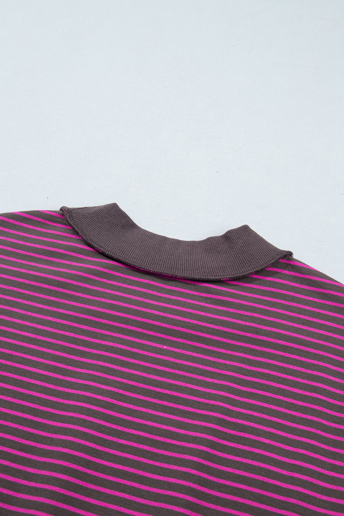 Stripe Ribbed Patchwork Mock Neck Baggy Pullover Matching Shorts Set
