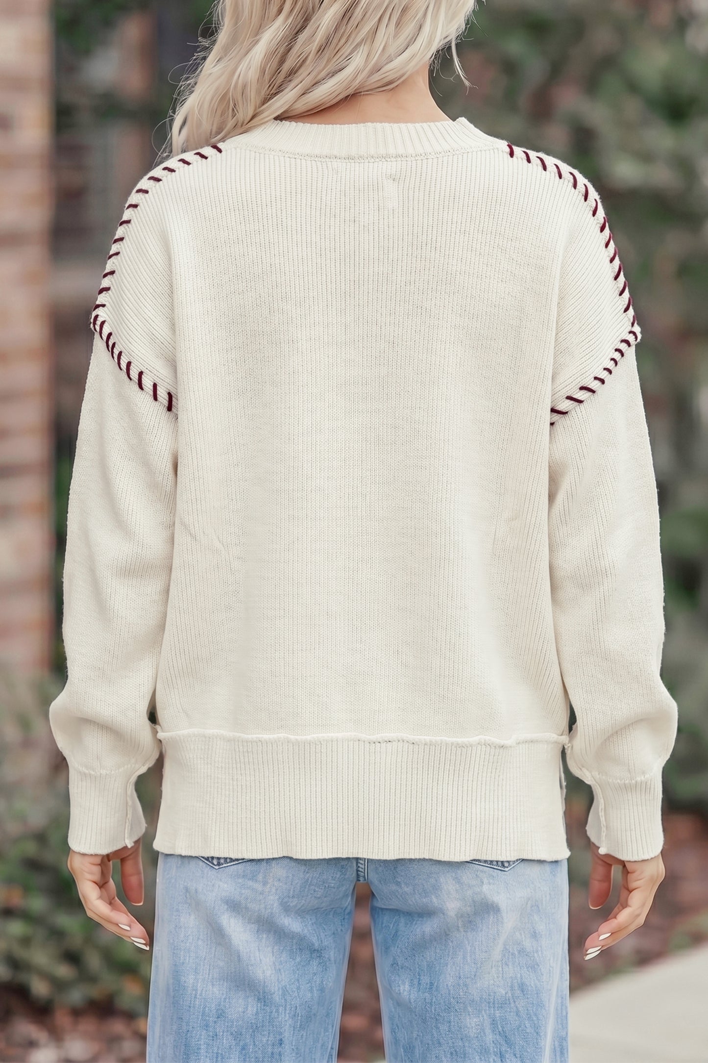 Drop Shoulder Game Day Letter Print Pullover Sweater