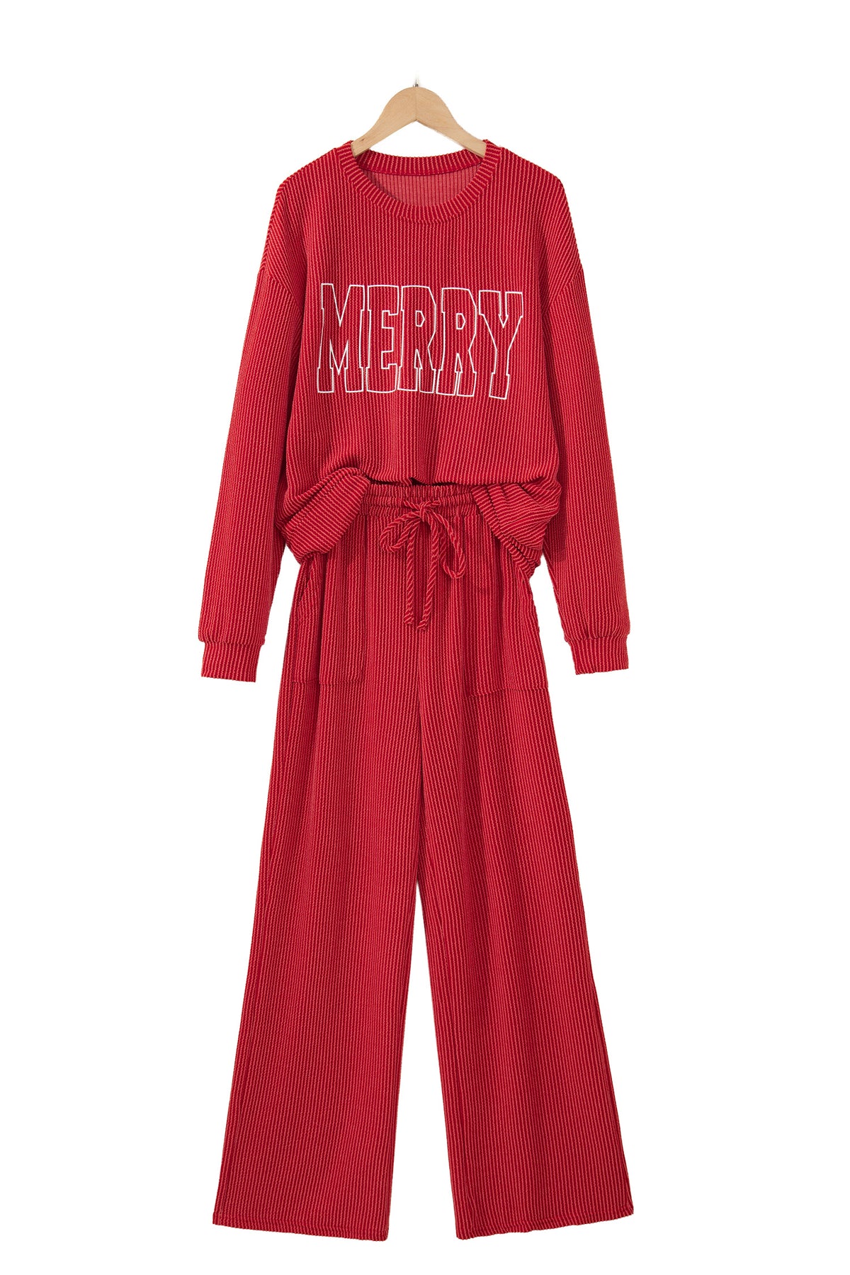JOLLY Corded Long Sleeve Top and Pockets Pants Set