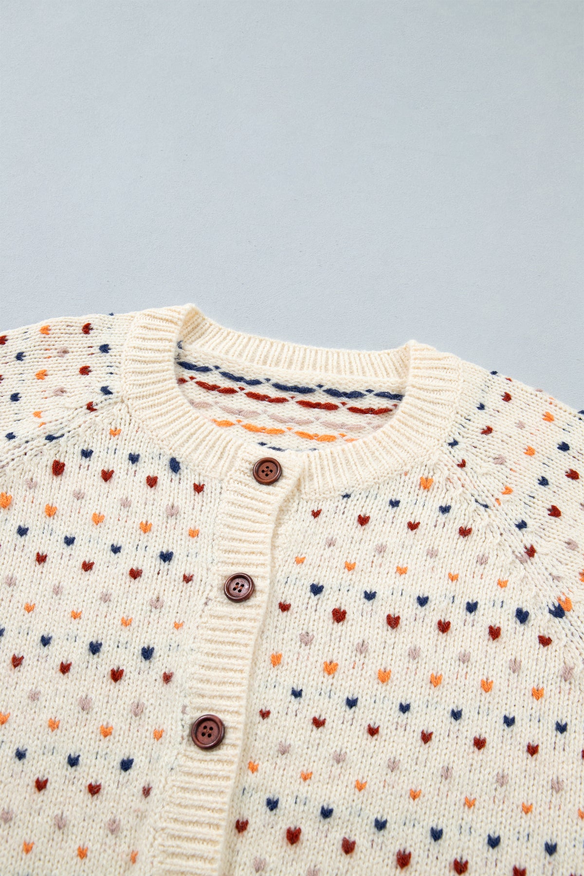 Geometric Print Button Front Long Sleeve Regular Fit Cardigan