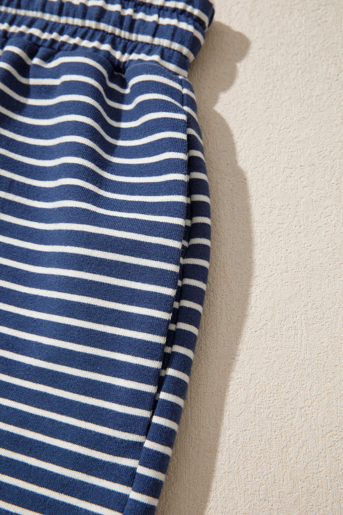 Stripe Ribbed Patchwork Mock Neck Baggy Pullover Matching Shorts Set