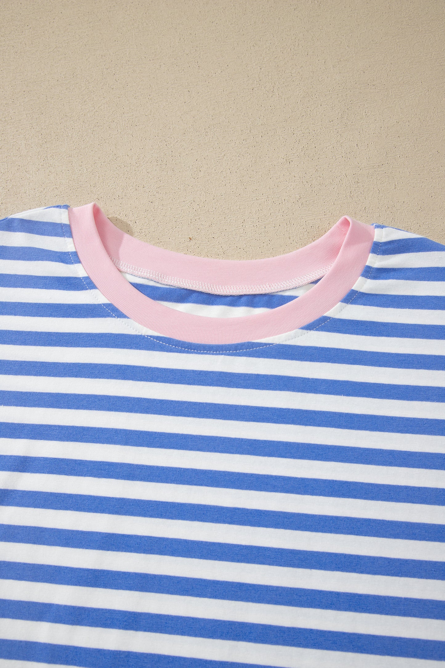 Contrast Trim Crew Neck Tee Knot Shorts 2pcs Set