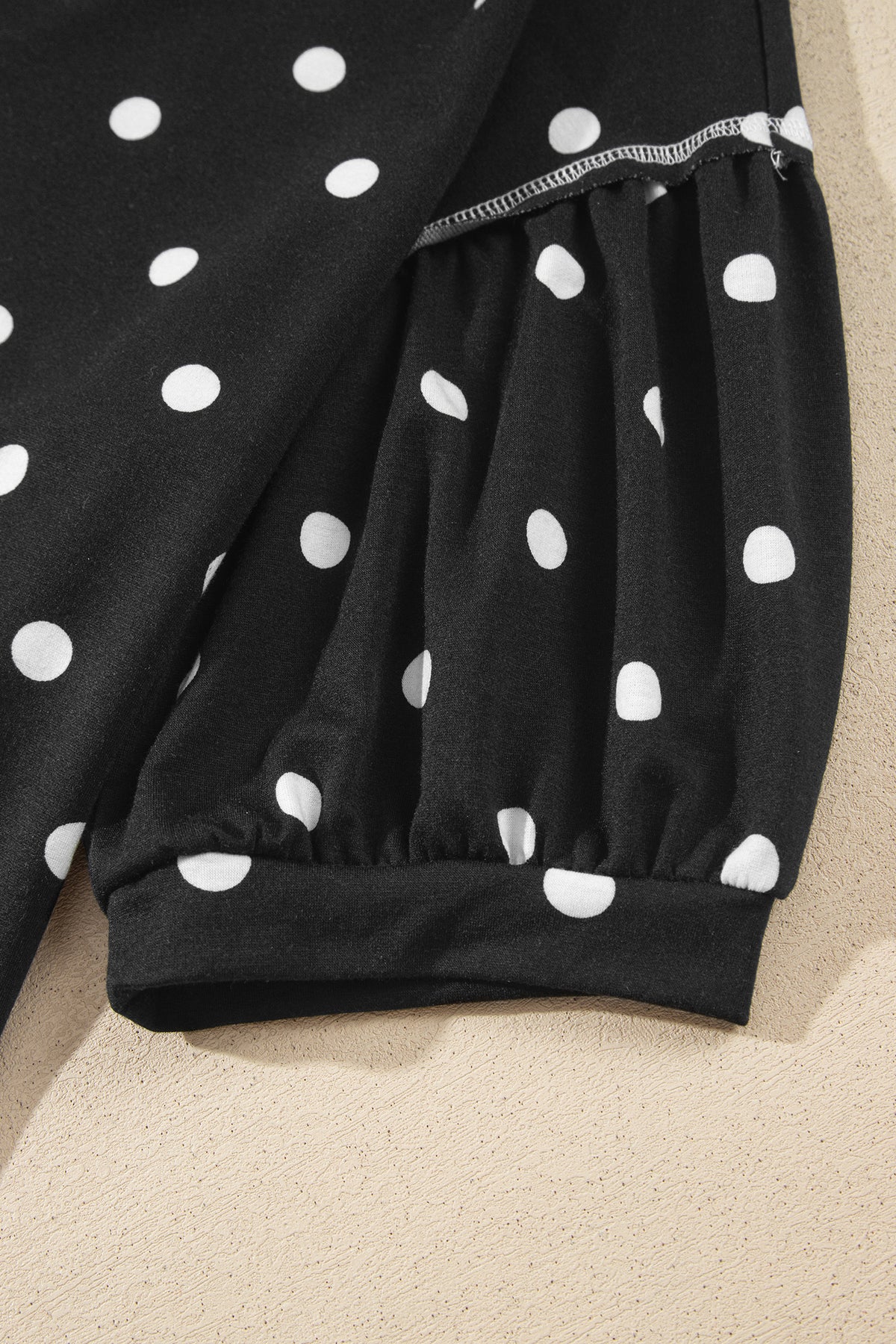 Polka Dot Half Sleeve Loose Top Elastic Waist Casual Pants Set