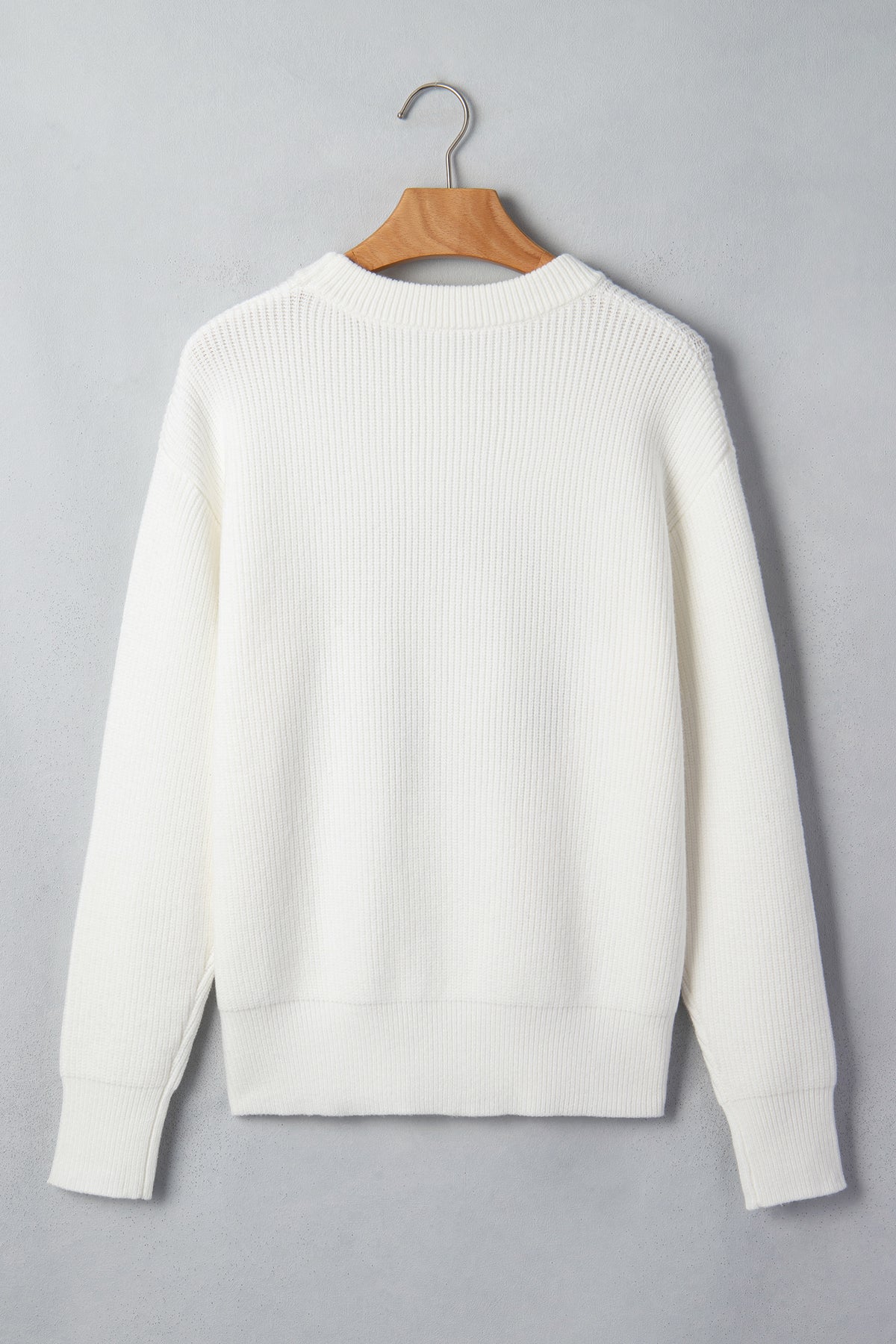 Christmas Wreath Pattern Round Neck Casual Sweater