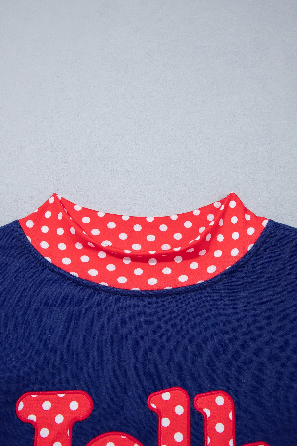 Polka Dot Letter Print Contrast Trim Mock Neck Sweatshirt