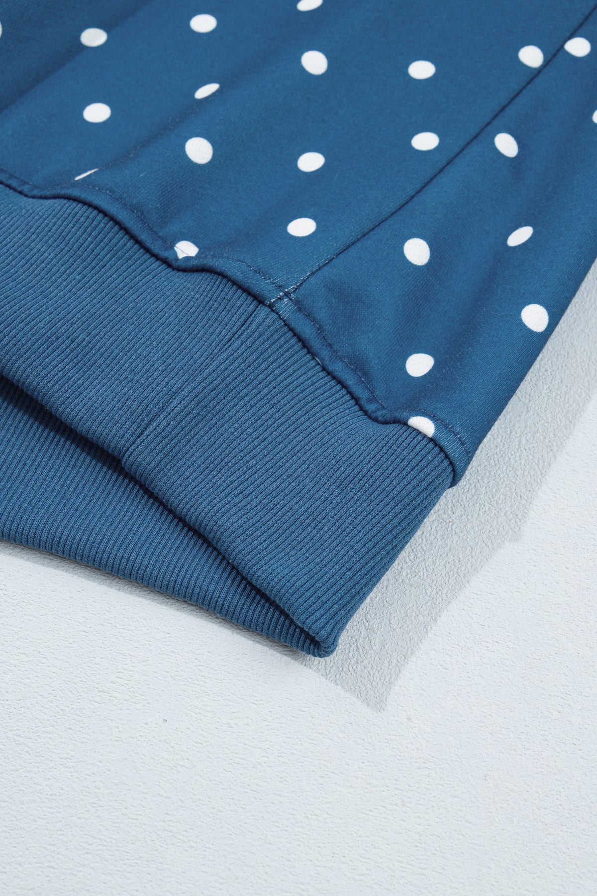 Polka Dot Print Metal Button Collar Casual Pullover Sweatshirt