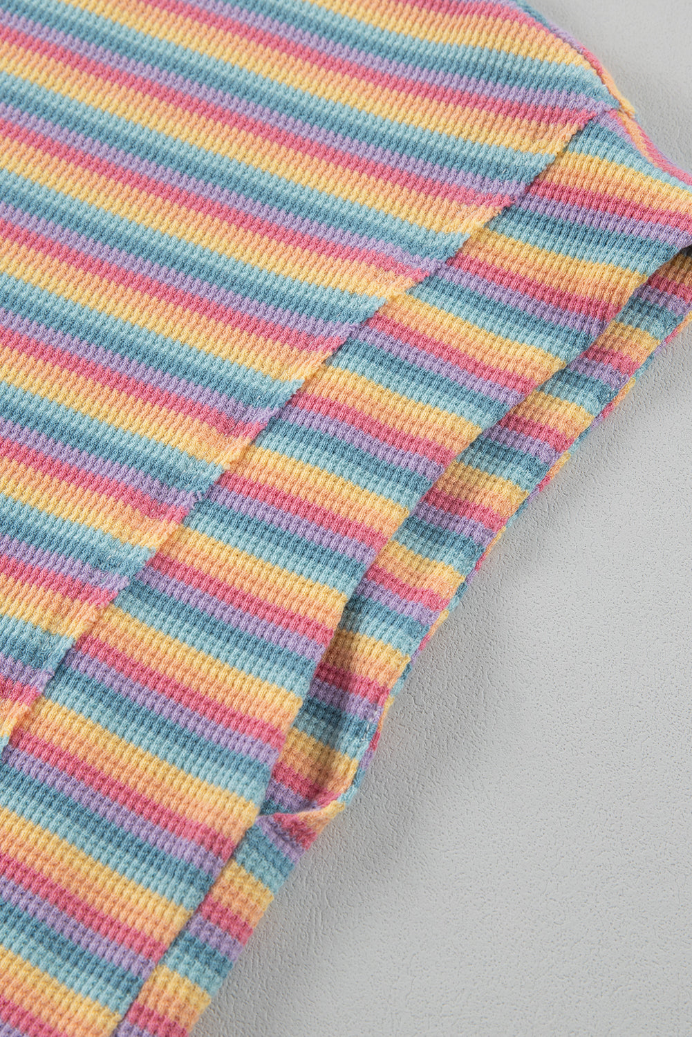 Stripe Crew Neck Shorts Set - Pink