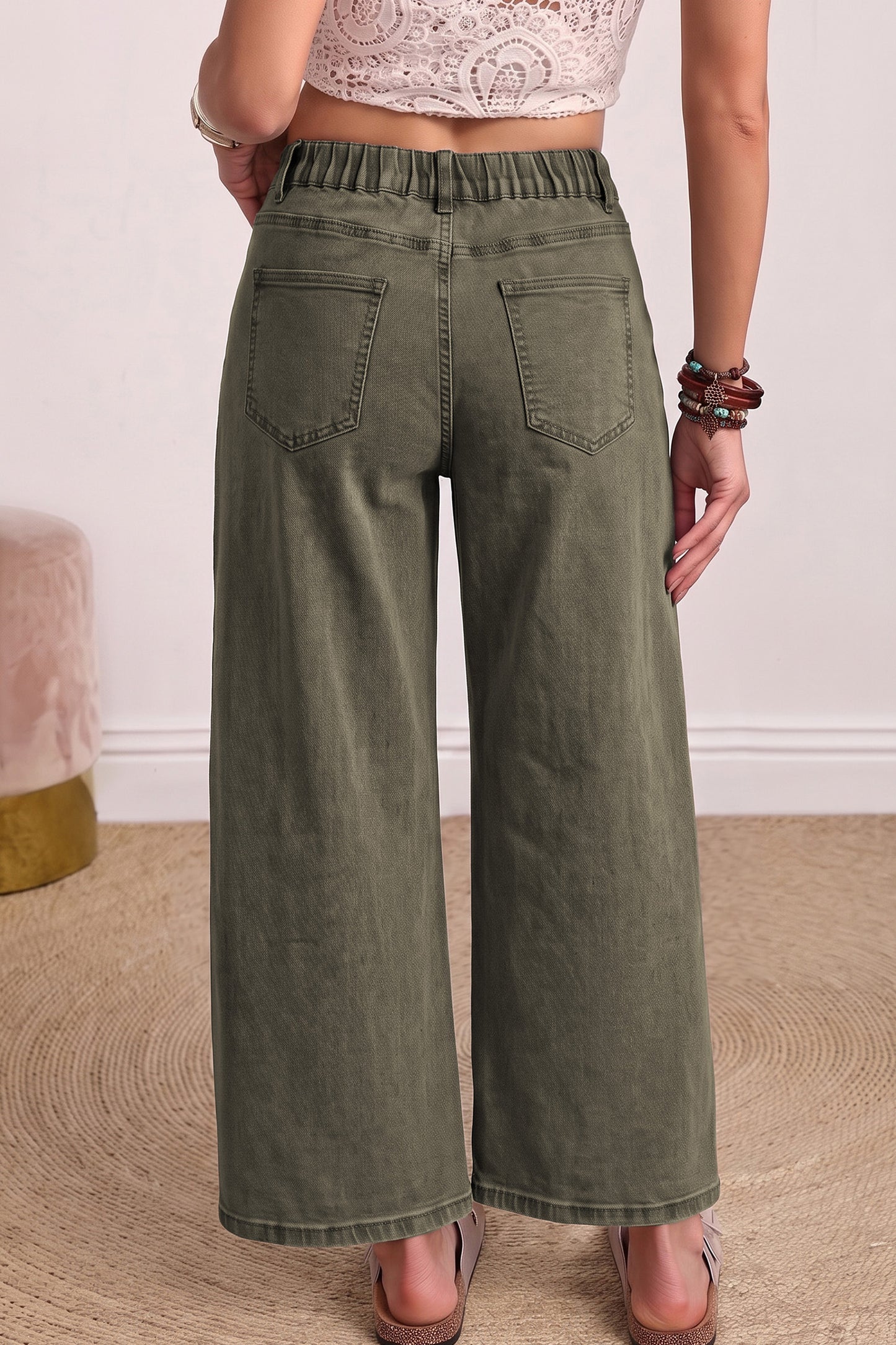 Square Patch Pocket Ankle-length Barrel Jeans