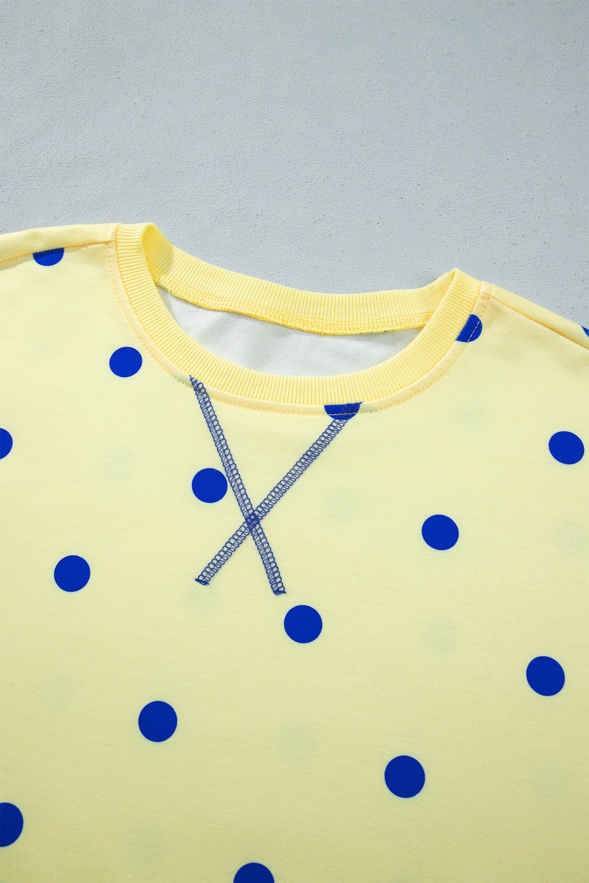 Polka Dot Loose Long Sleeve Split Hem Pullover Top