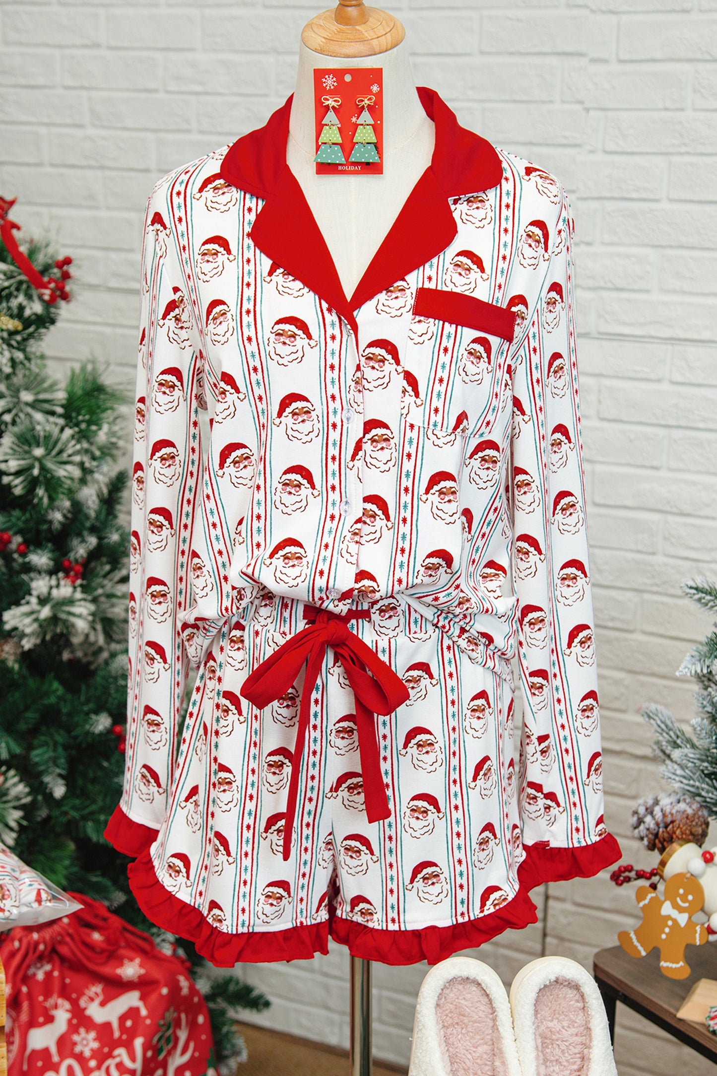 Santa & Stripes Ruffle PJ Set